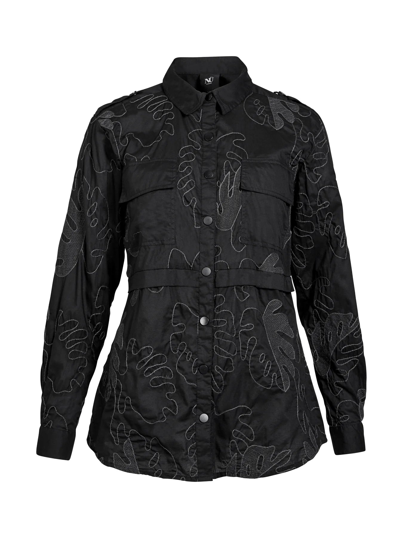 Leaf embroidered shirt