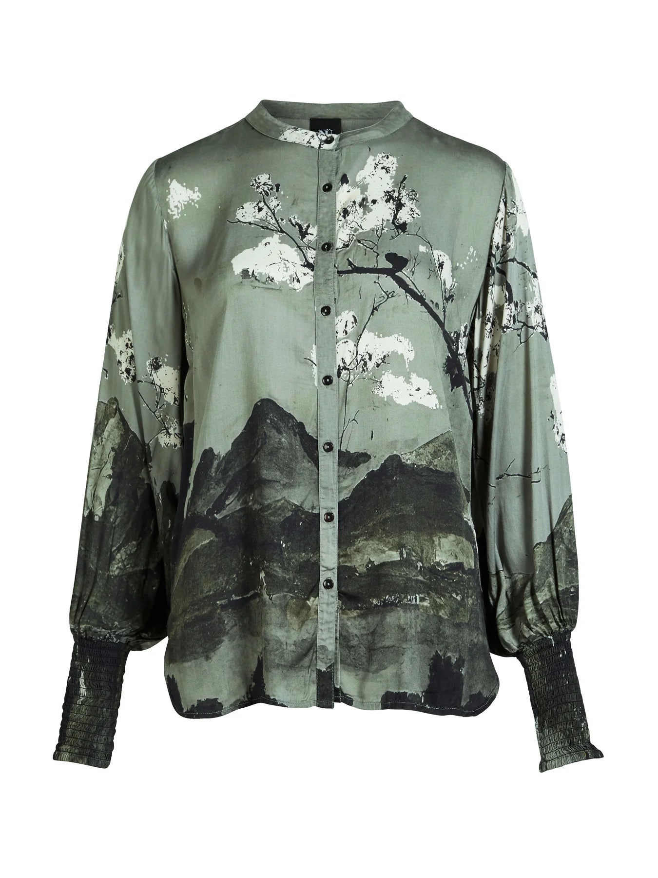 Maho St landscape neck blouse