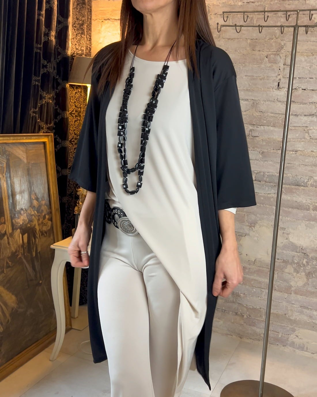 Asymmetrical Blouse 3/4 Sleeve