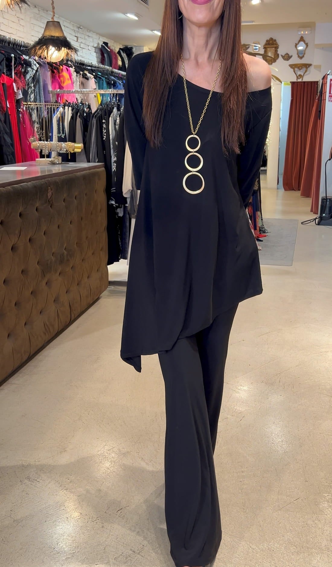 Asymmetrical Blouse 3/4 Sleeve