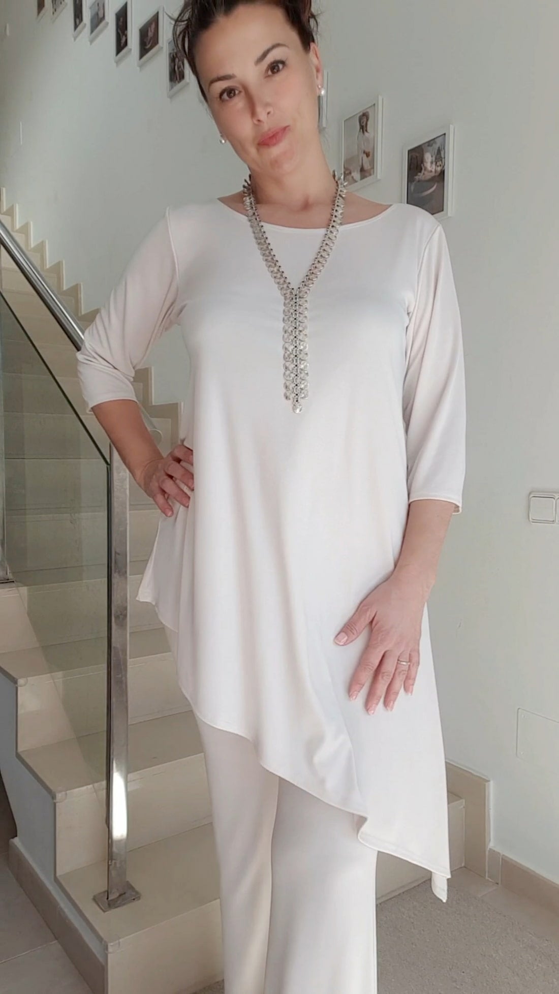 Asymmetrical Blouse 3/4 Sleeve
