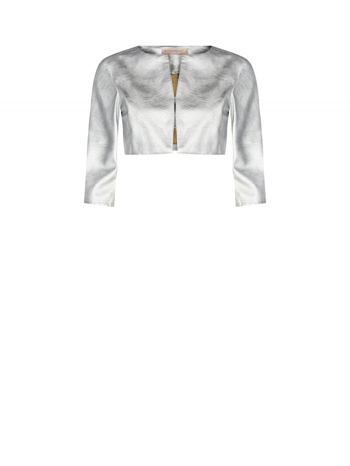 Bolero jacket in metallic faux fur