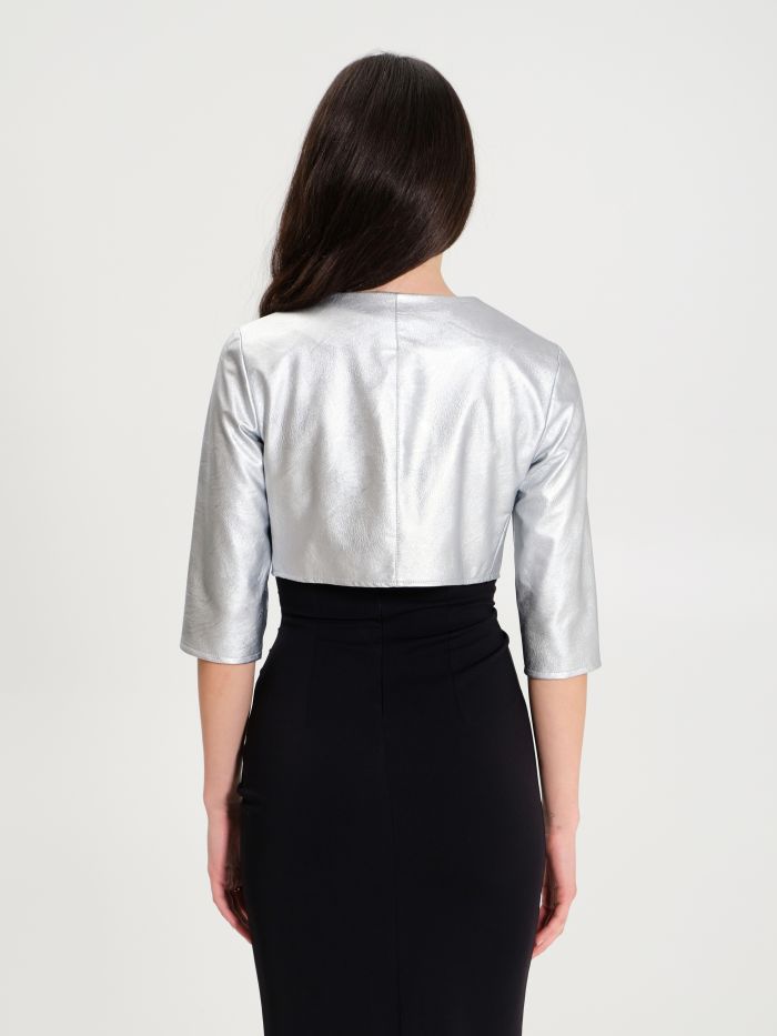 Bolero jacket in metallic faux fur
