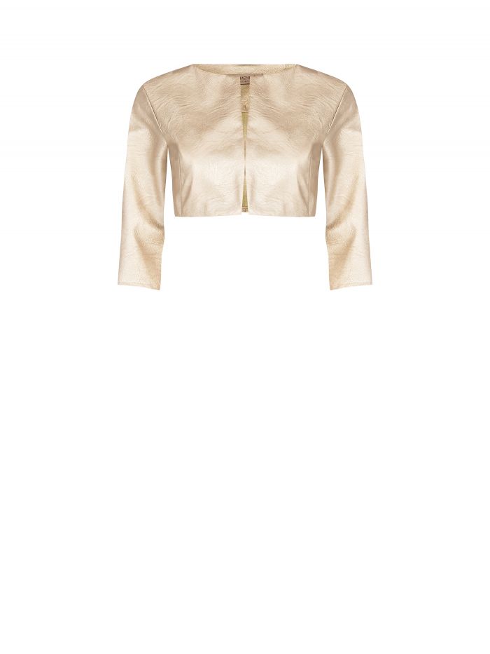 Bolero jacket in metallic faux fur