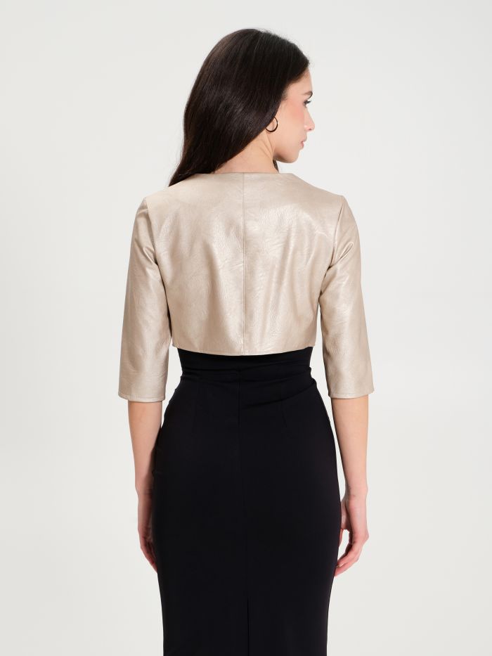 Bolero jacket in metallic faux fur