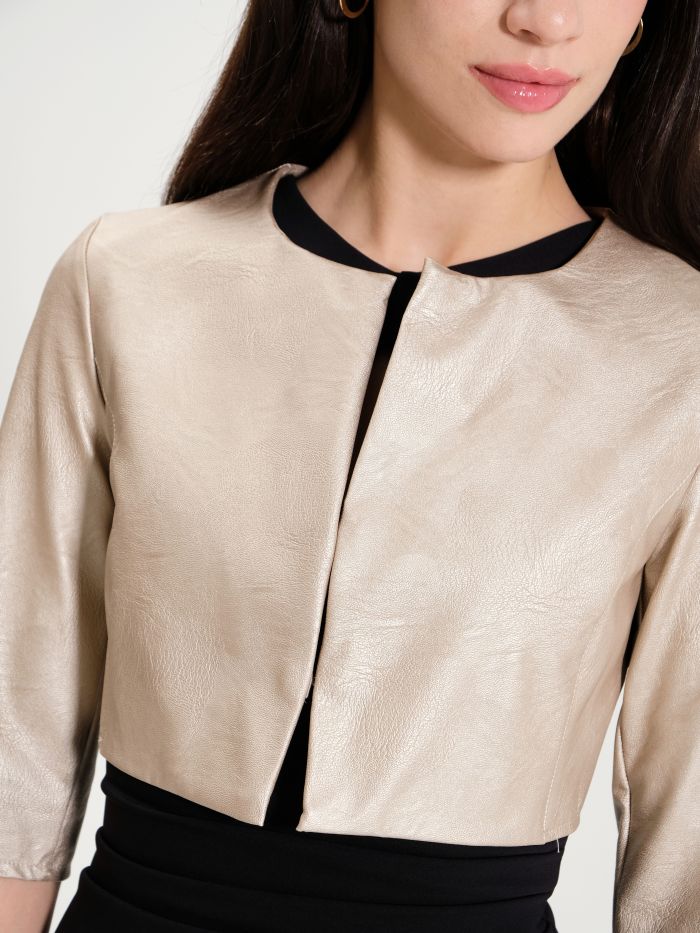 Bolero jacket in metallic faux fur