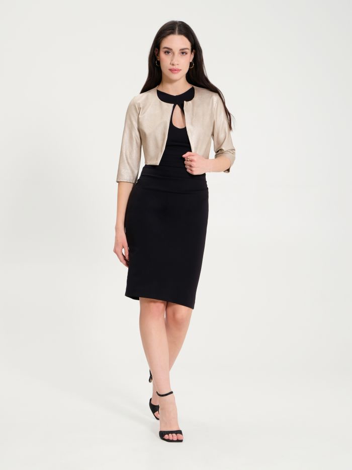 Bolero jacket in metallic faux fur