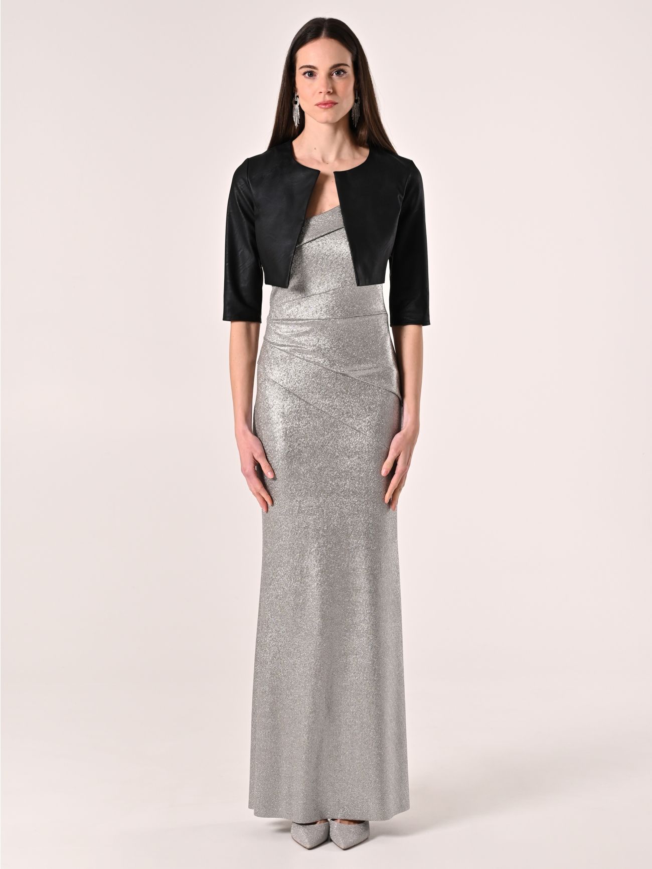 Bolero jacket in metallic faux fur