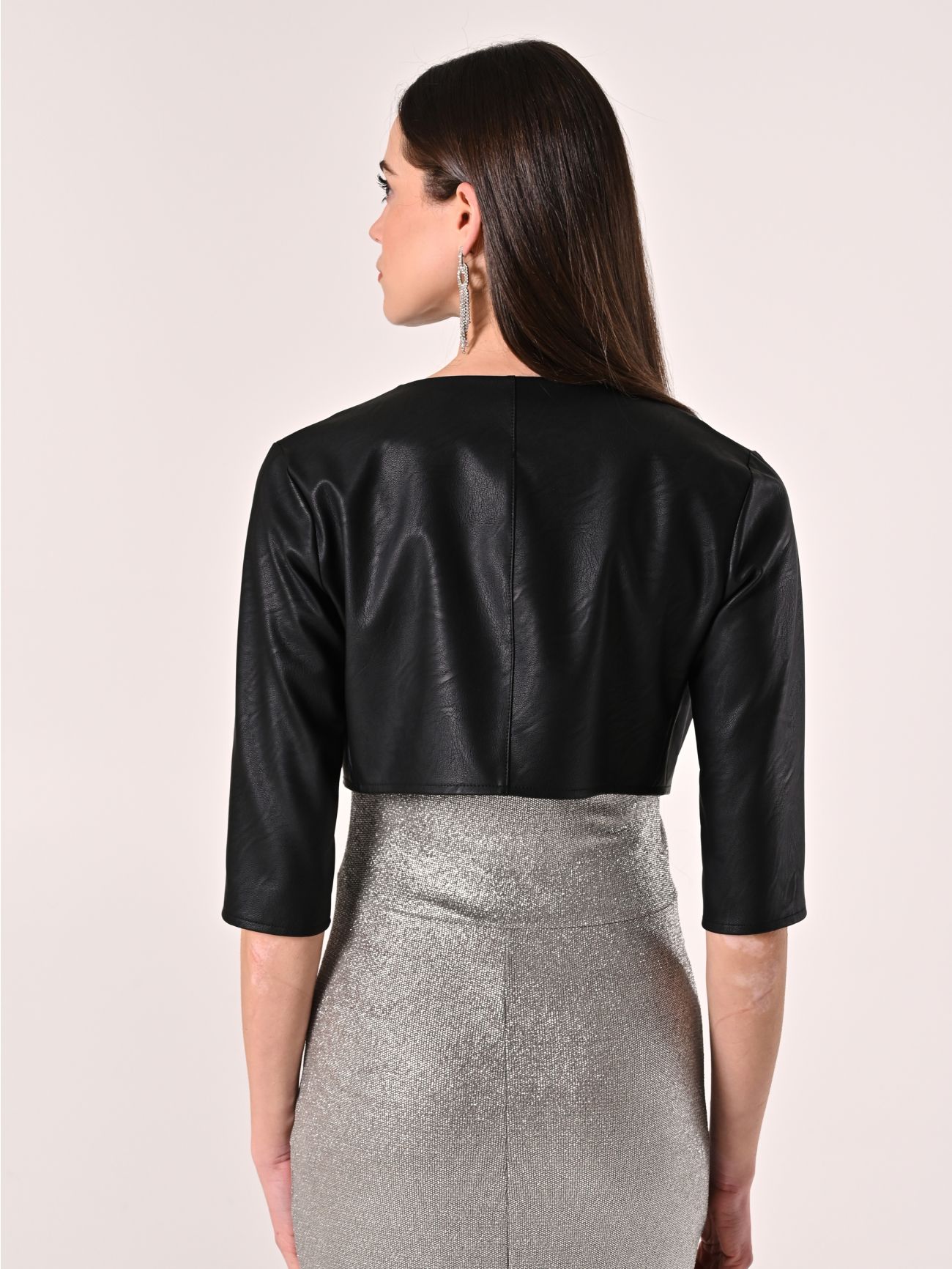 Bolero jacket in metallic faux fur