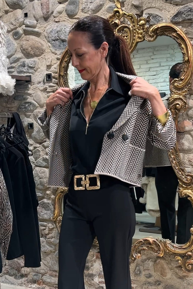 Blouse with shirt collar and zipper