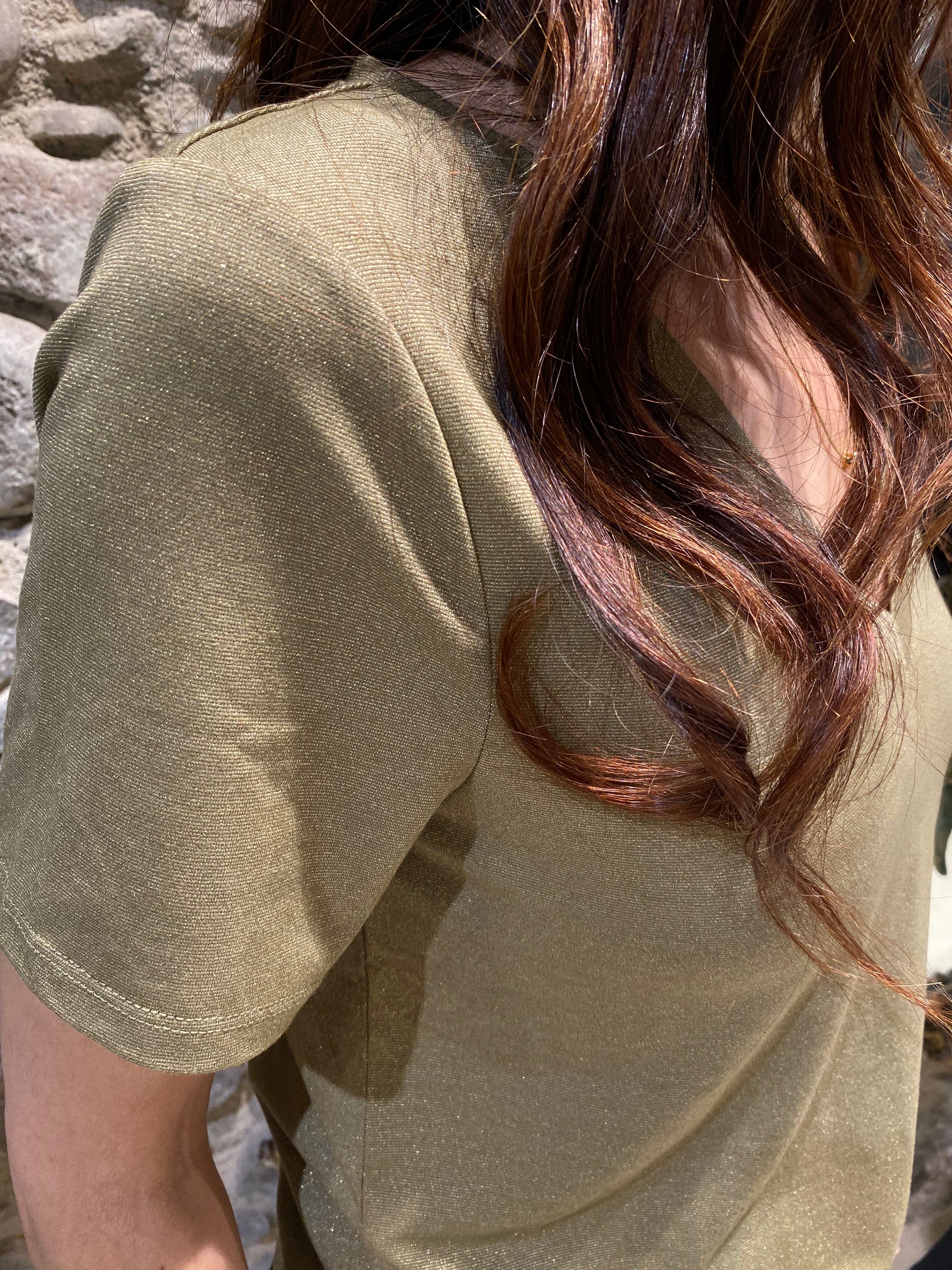 V-neck T-shirt with lurex dots