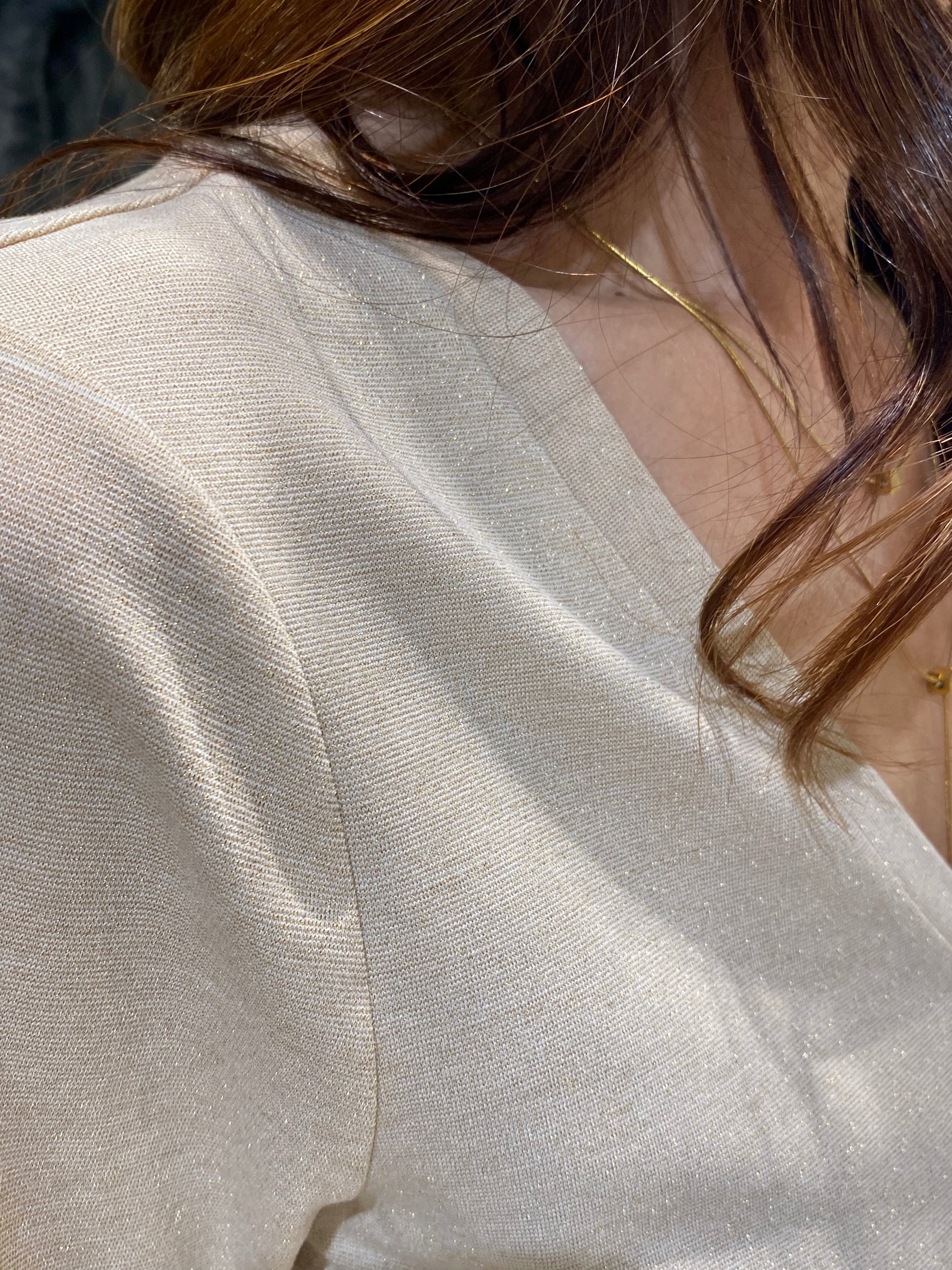 V-neck T-shirt with lurex dots