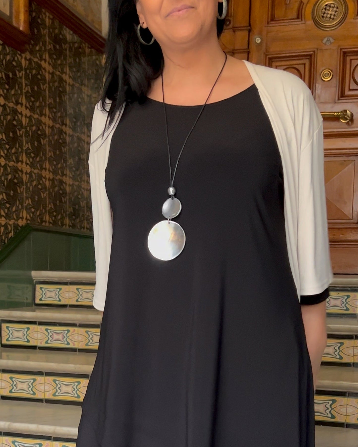 Collar Gaia - Doble Círculo Plateado