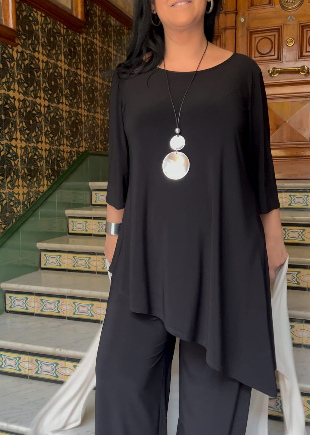 Asymmetrical Blouse 3/4 Sleeve