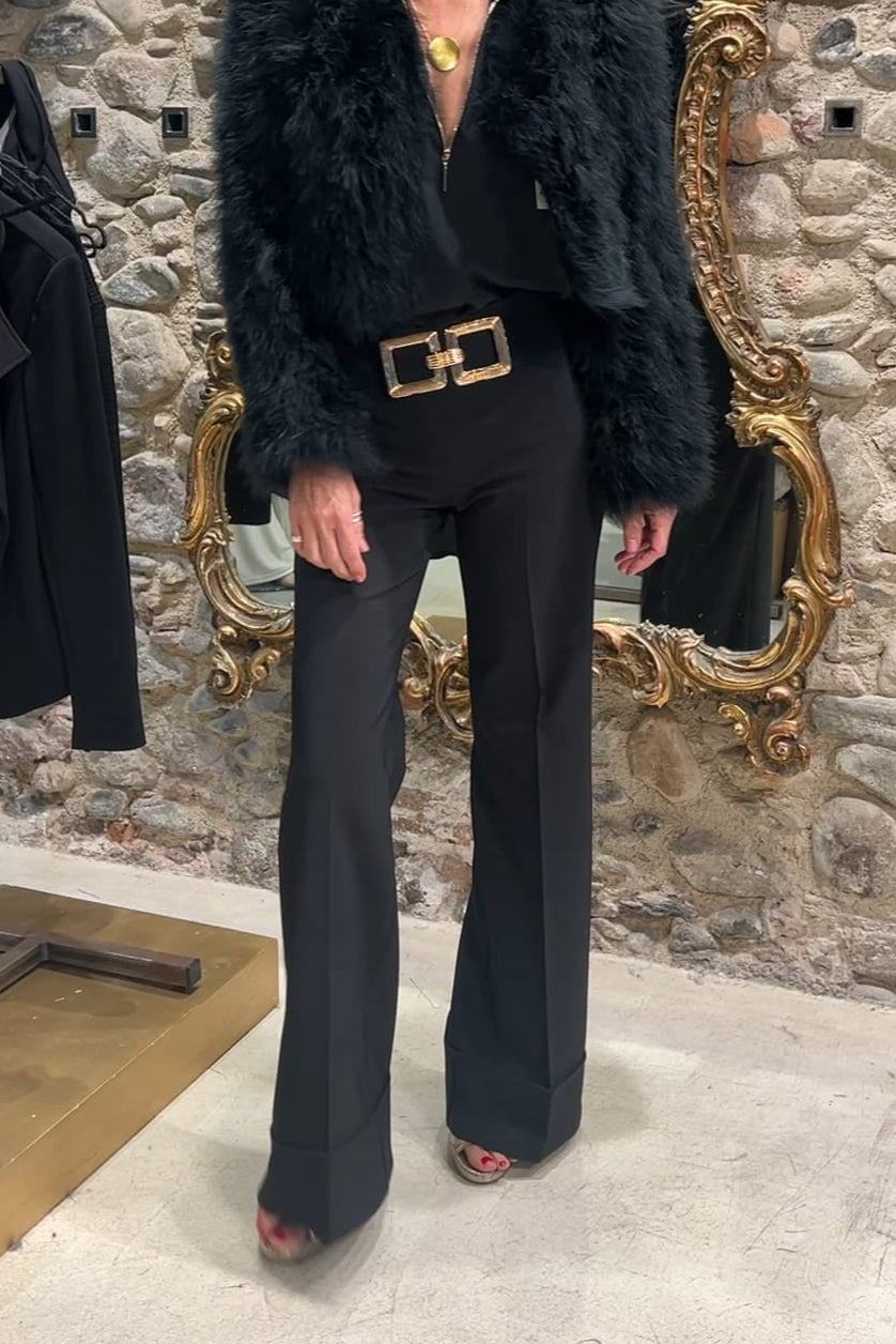 Pantalon large taille haute élégant