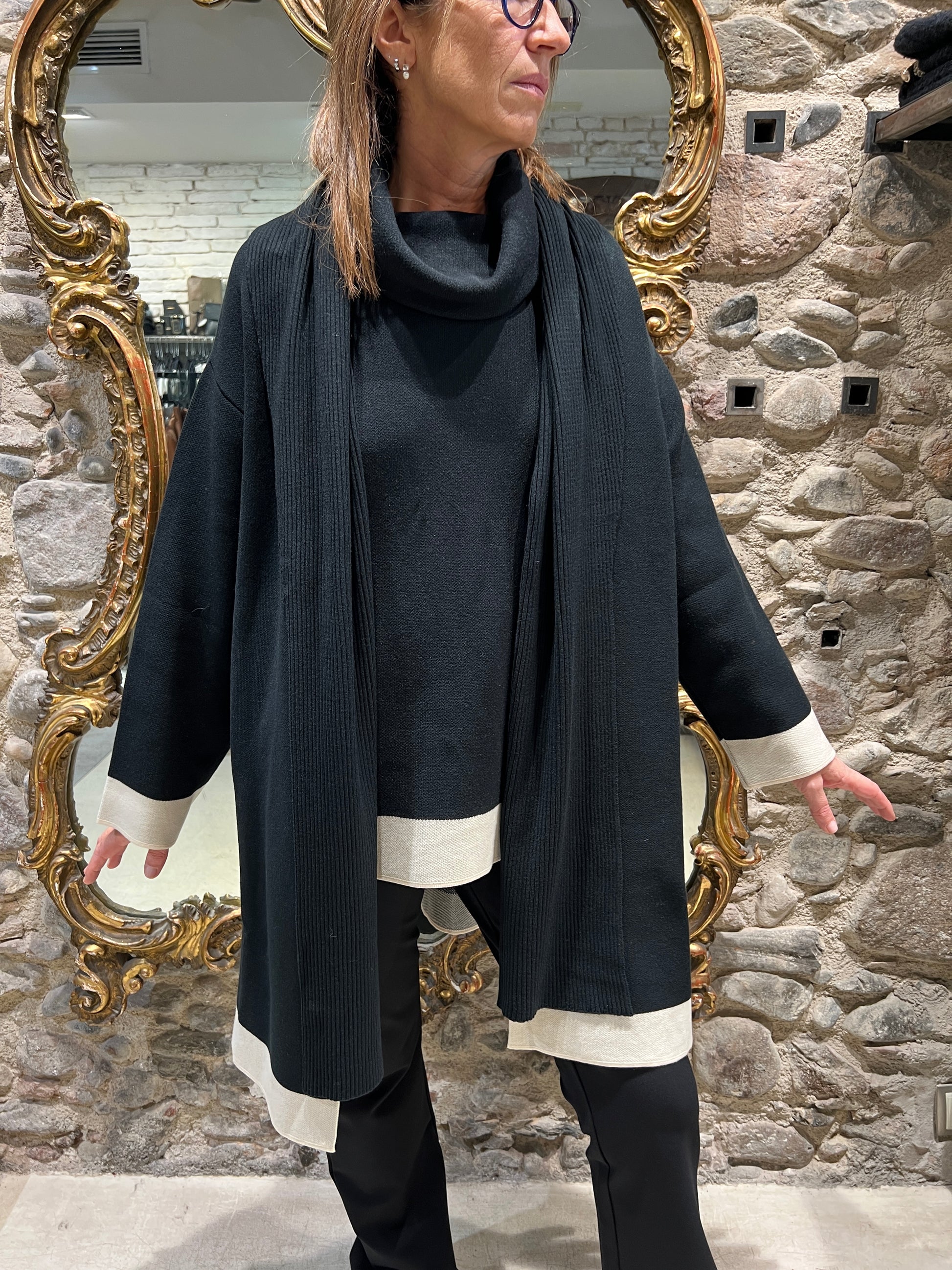 Oversized wool combination jacket