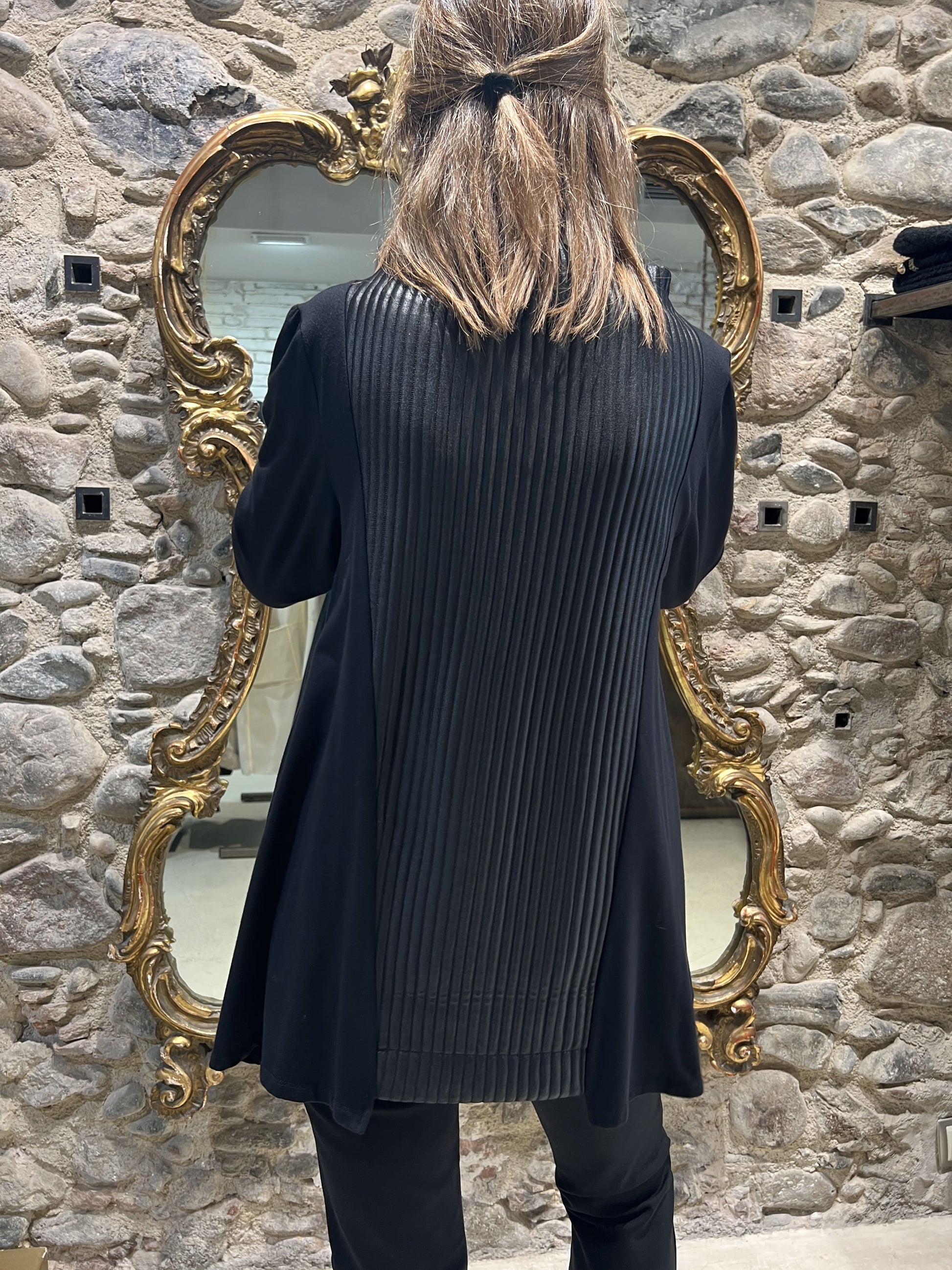 T-shirt en jersey plissé effet cuir