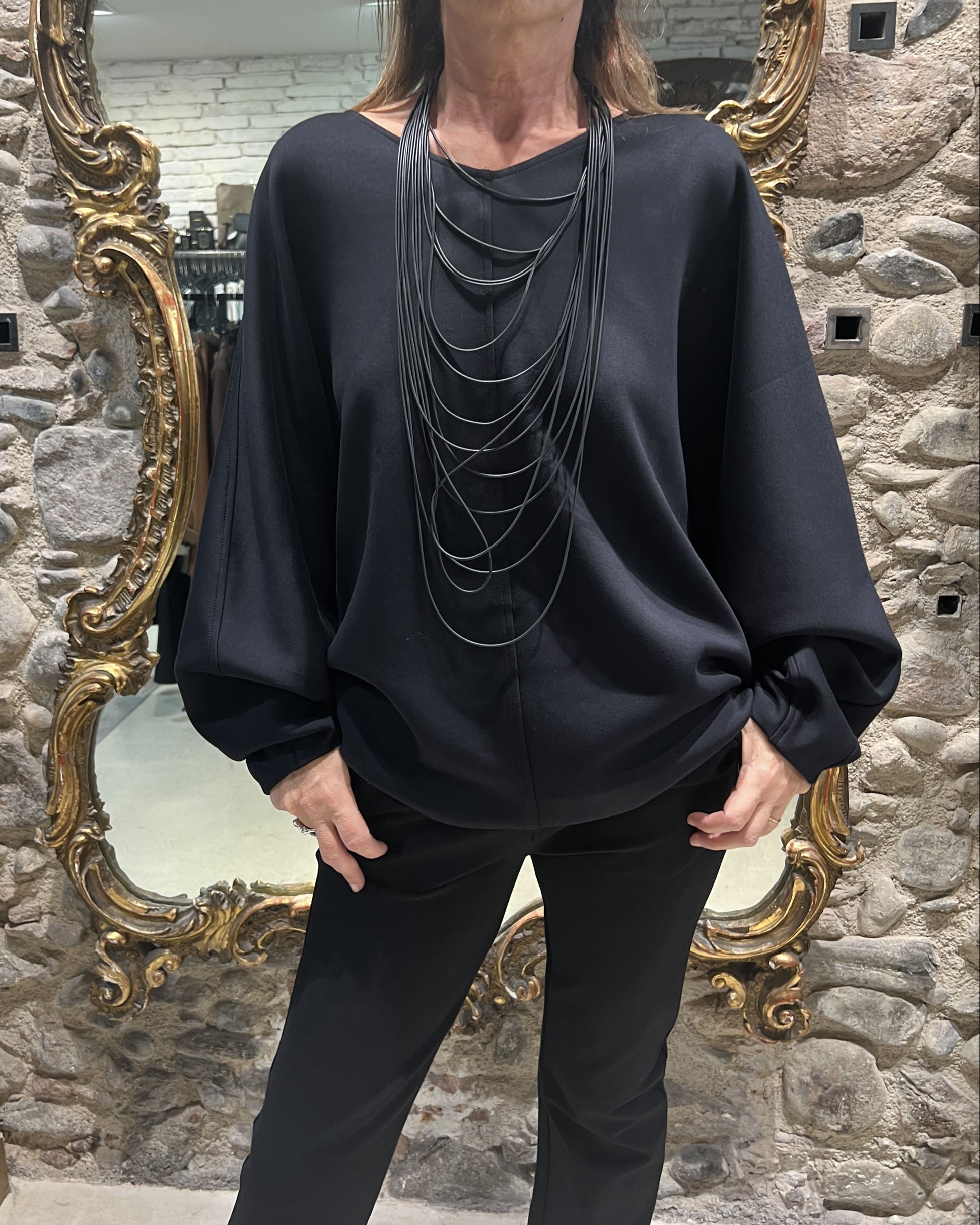 Pullover with batwing sleeves