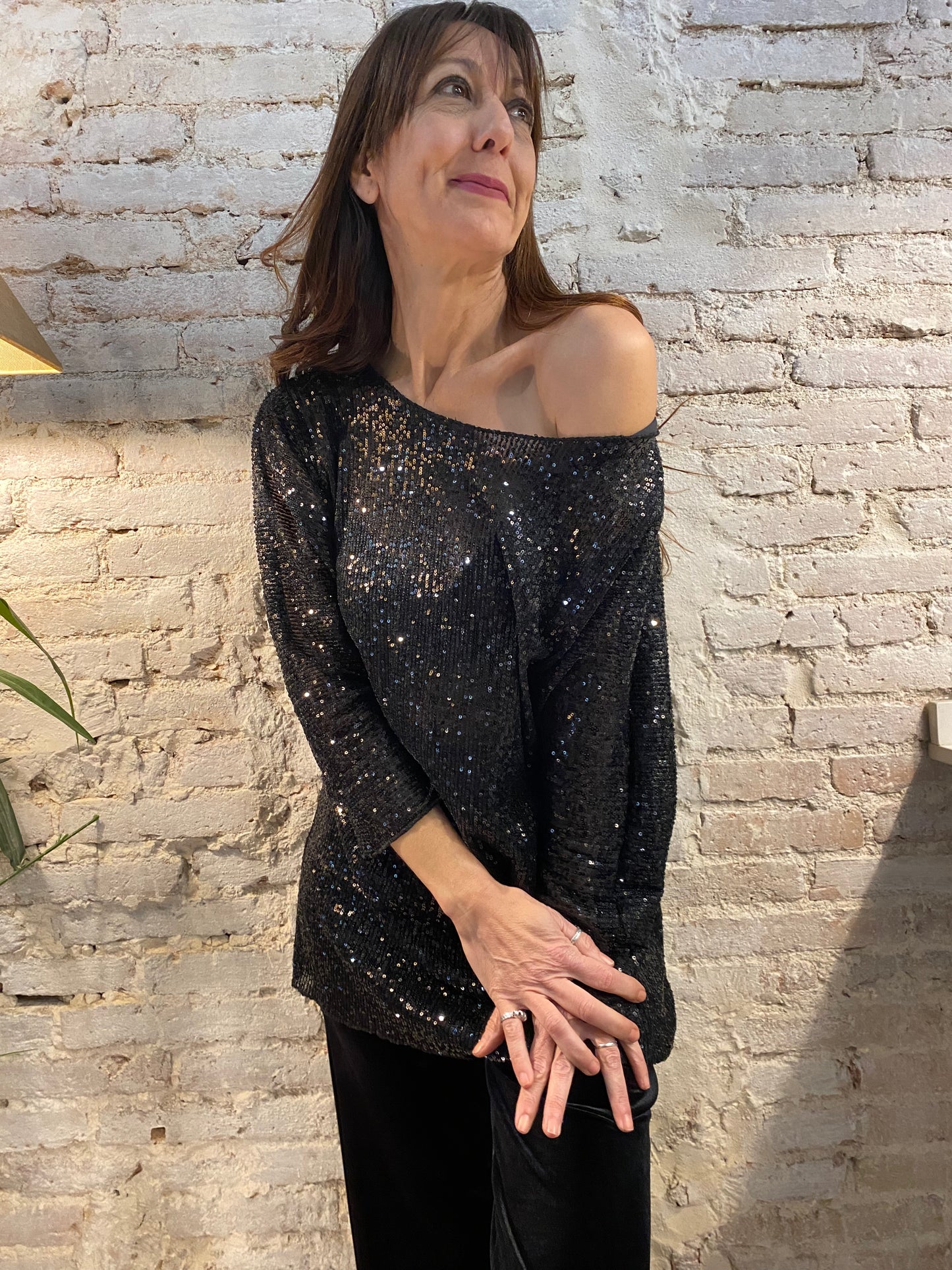 Japanese sequin long t-shirt