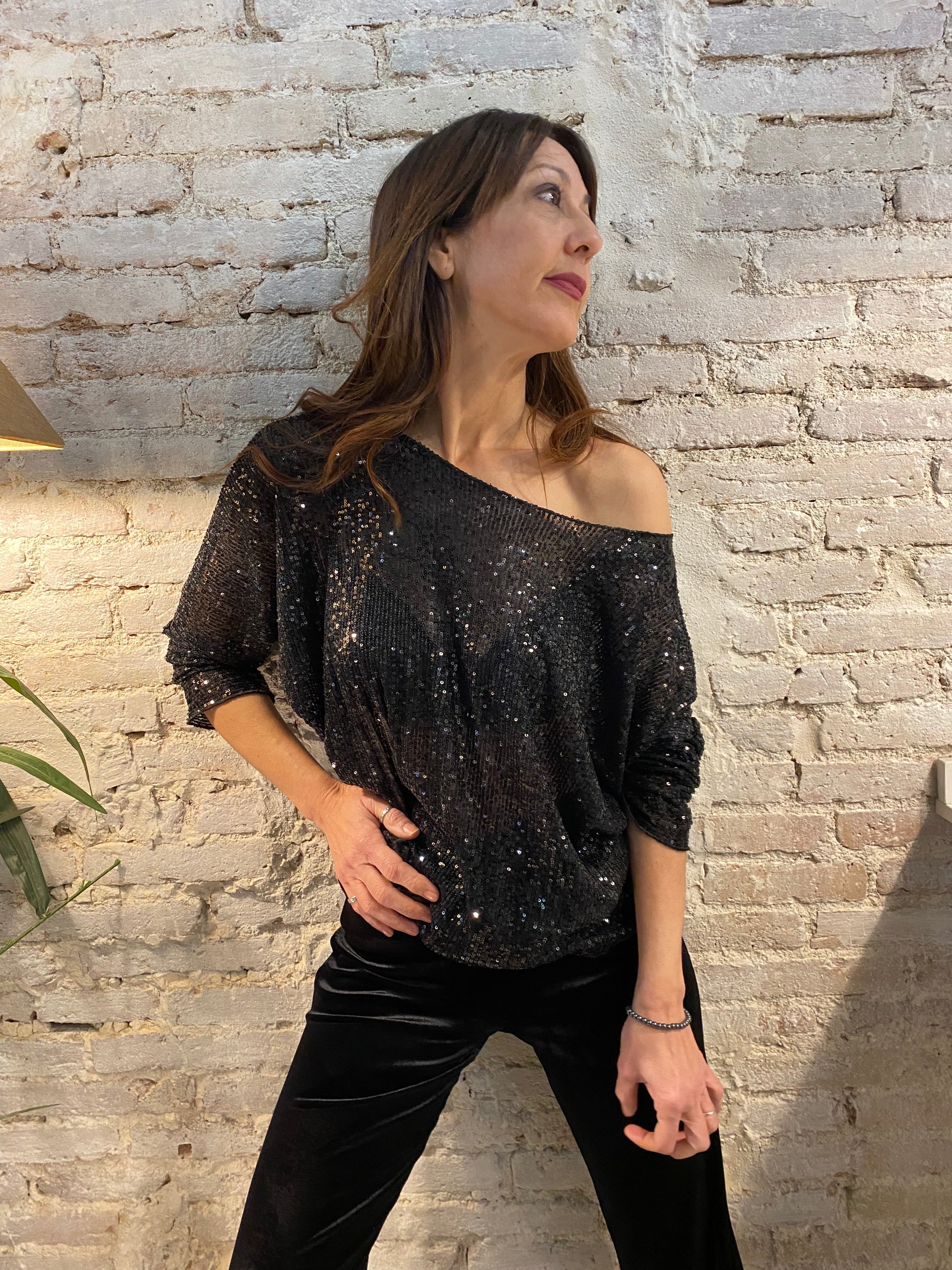 Japanese sequin long t-shirt