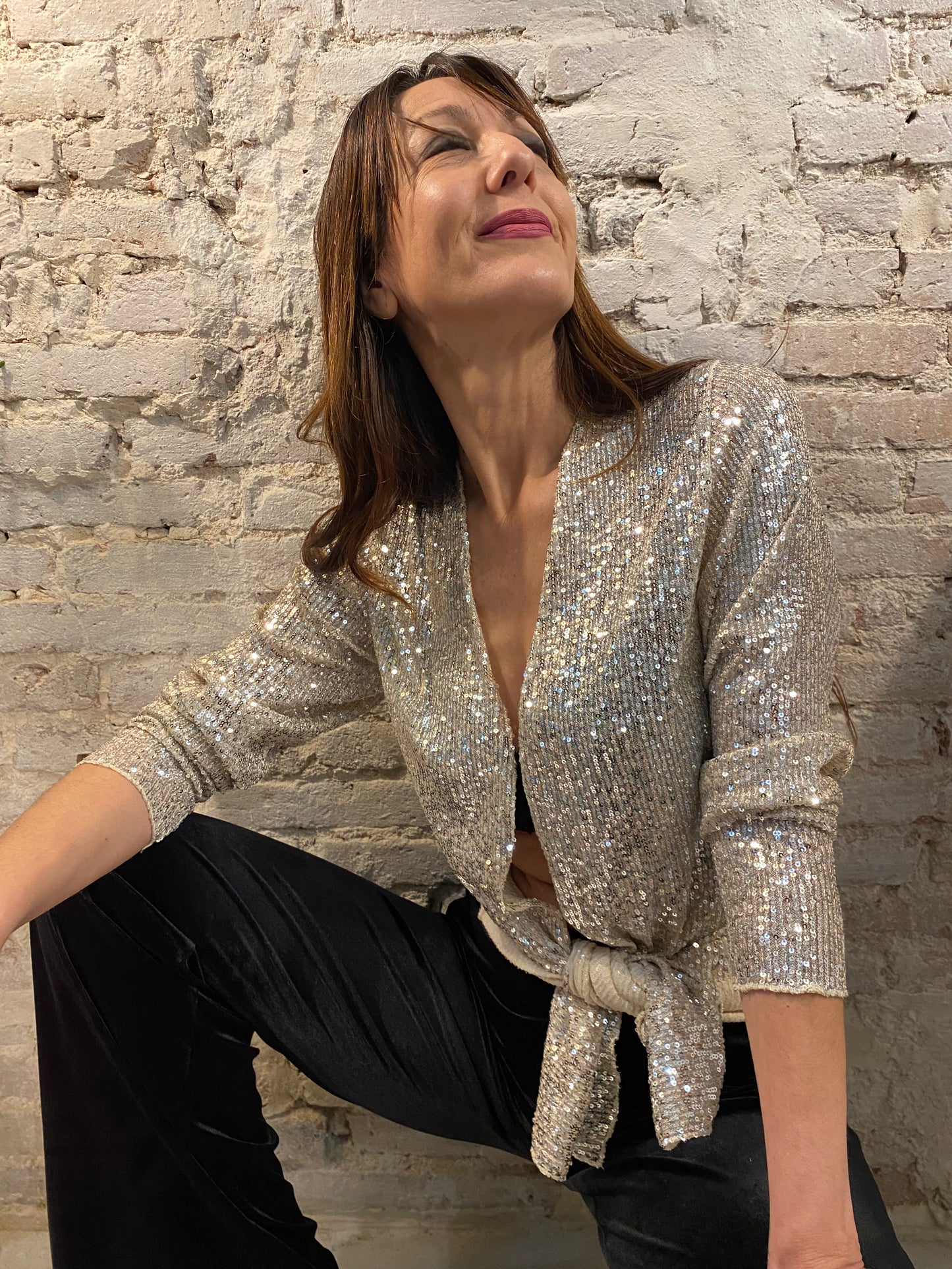 Sequin mid-length jacket