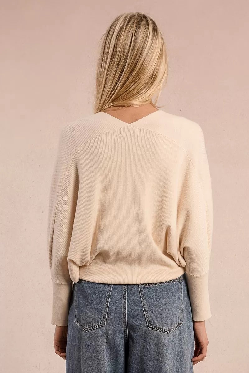 Long-sleeved cardigan with bow