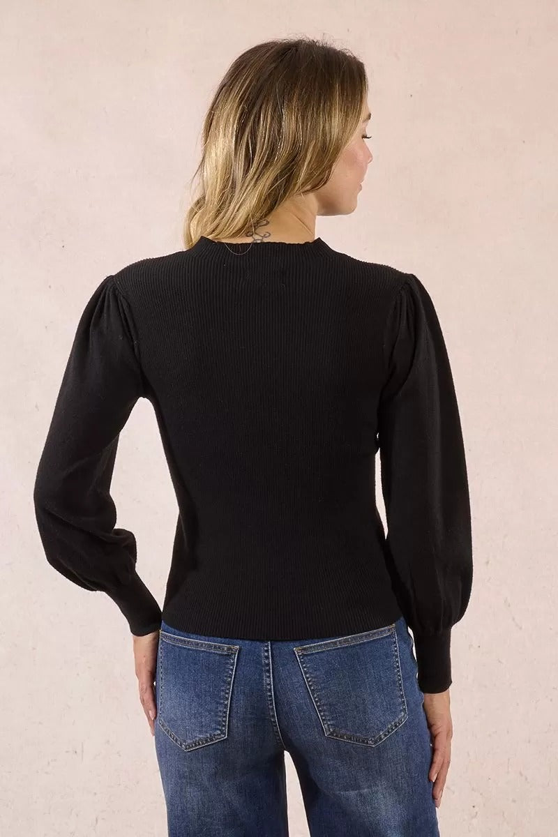 Long-sleeved V-neck sweater