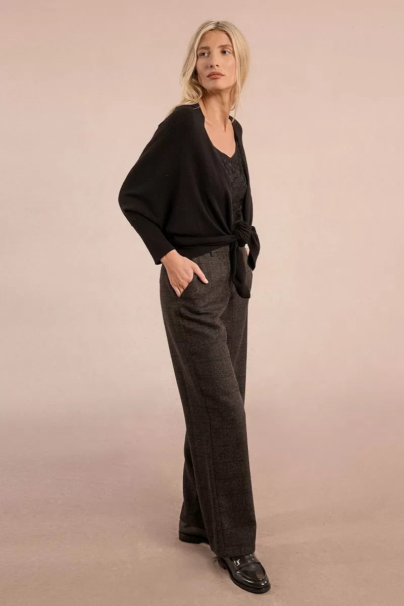 Long-sleeved cardigan with bow