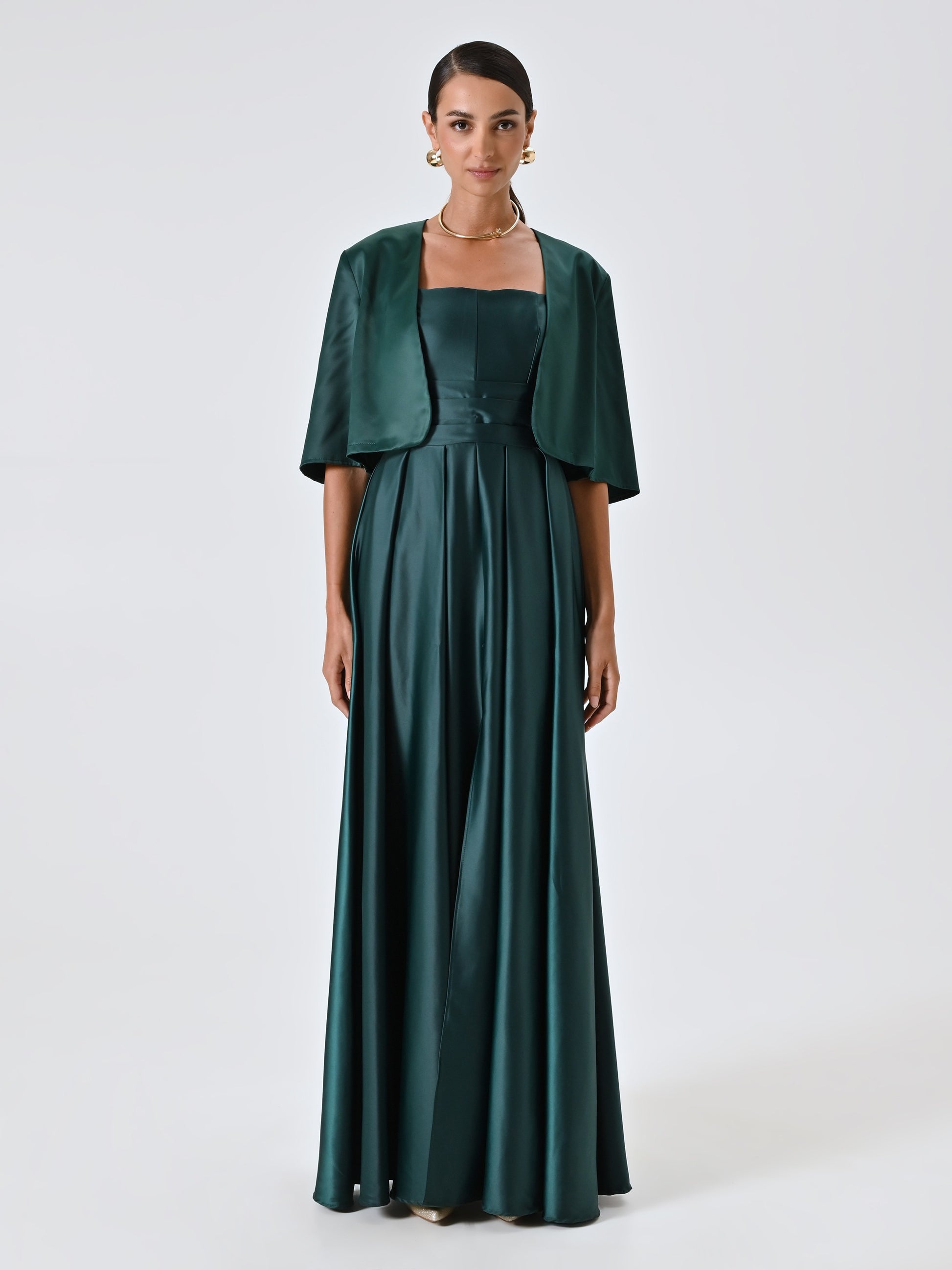 Bolero in green satin