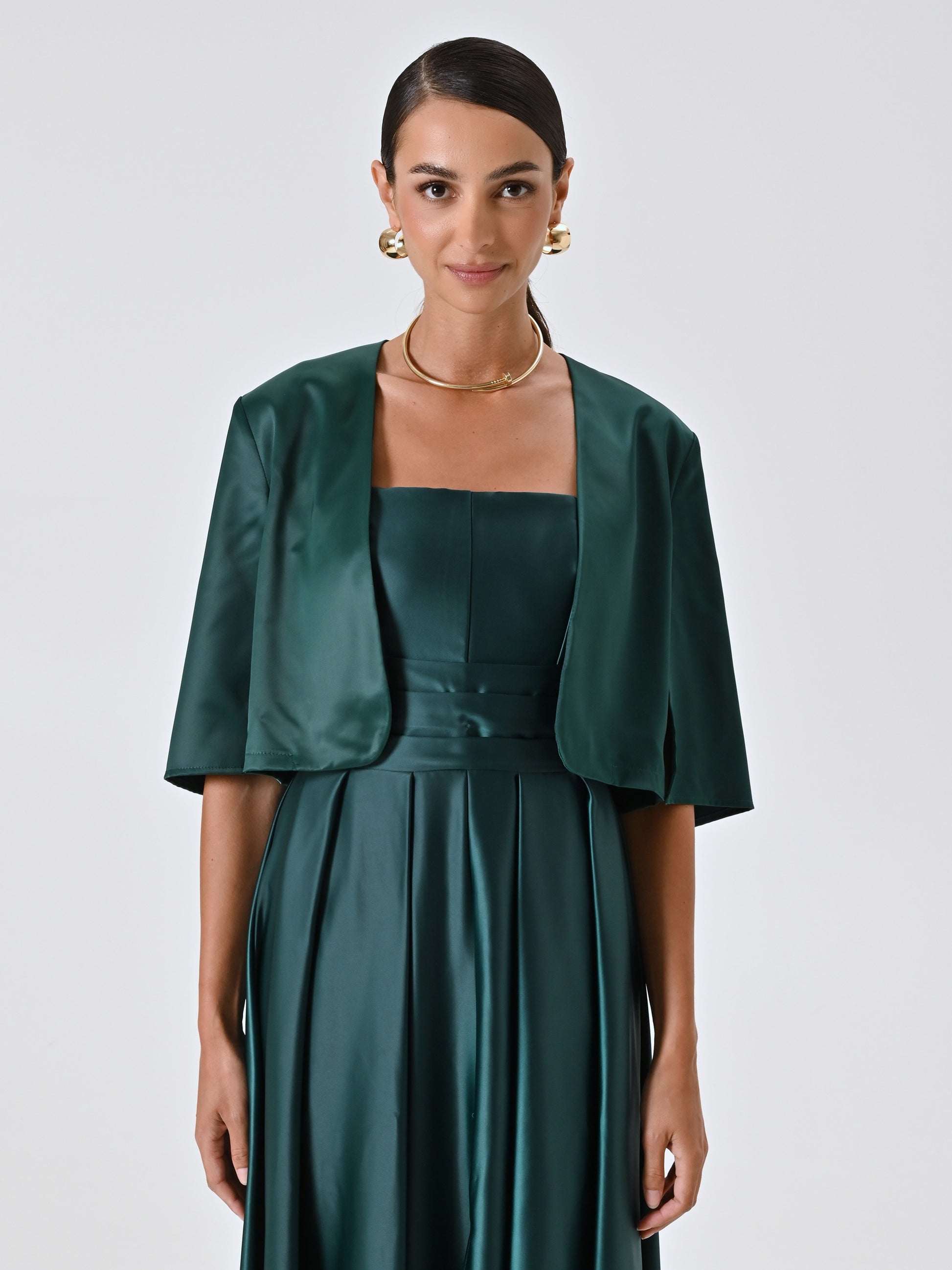 Bolero in green satin
