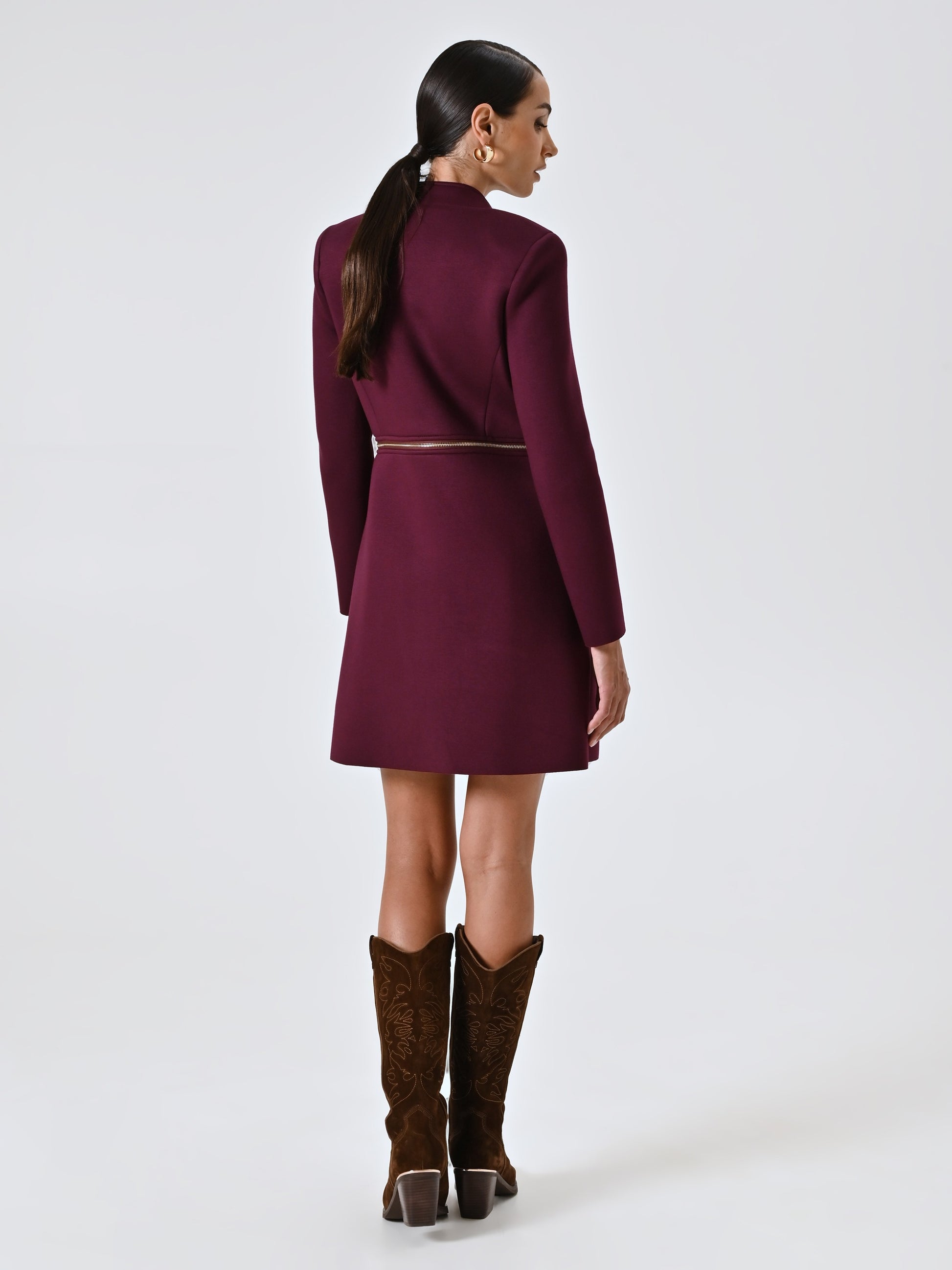 Two-in-one burgundy neoprene coat