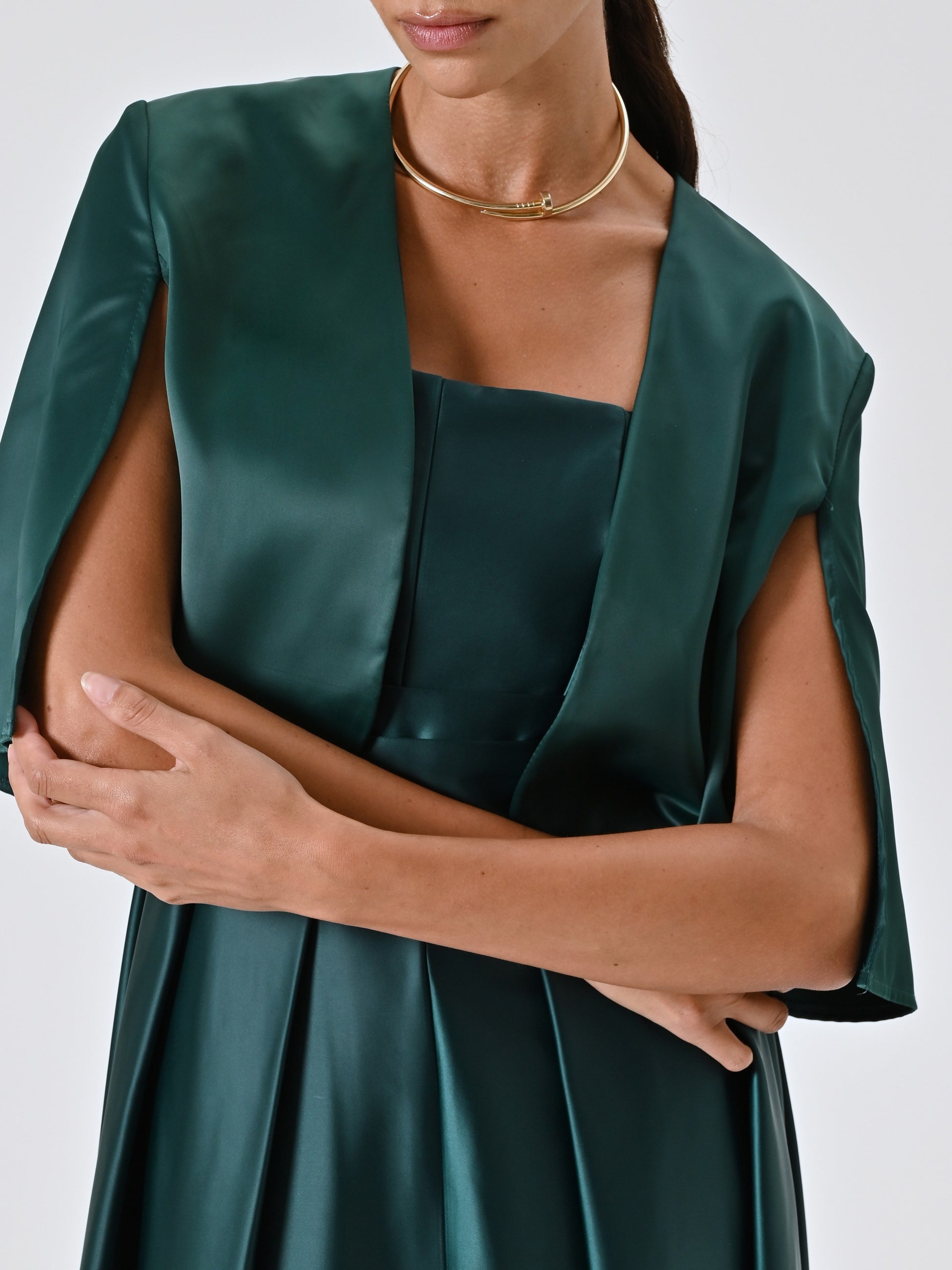 Bolero in green satin