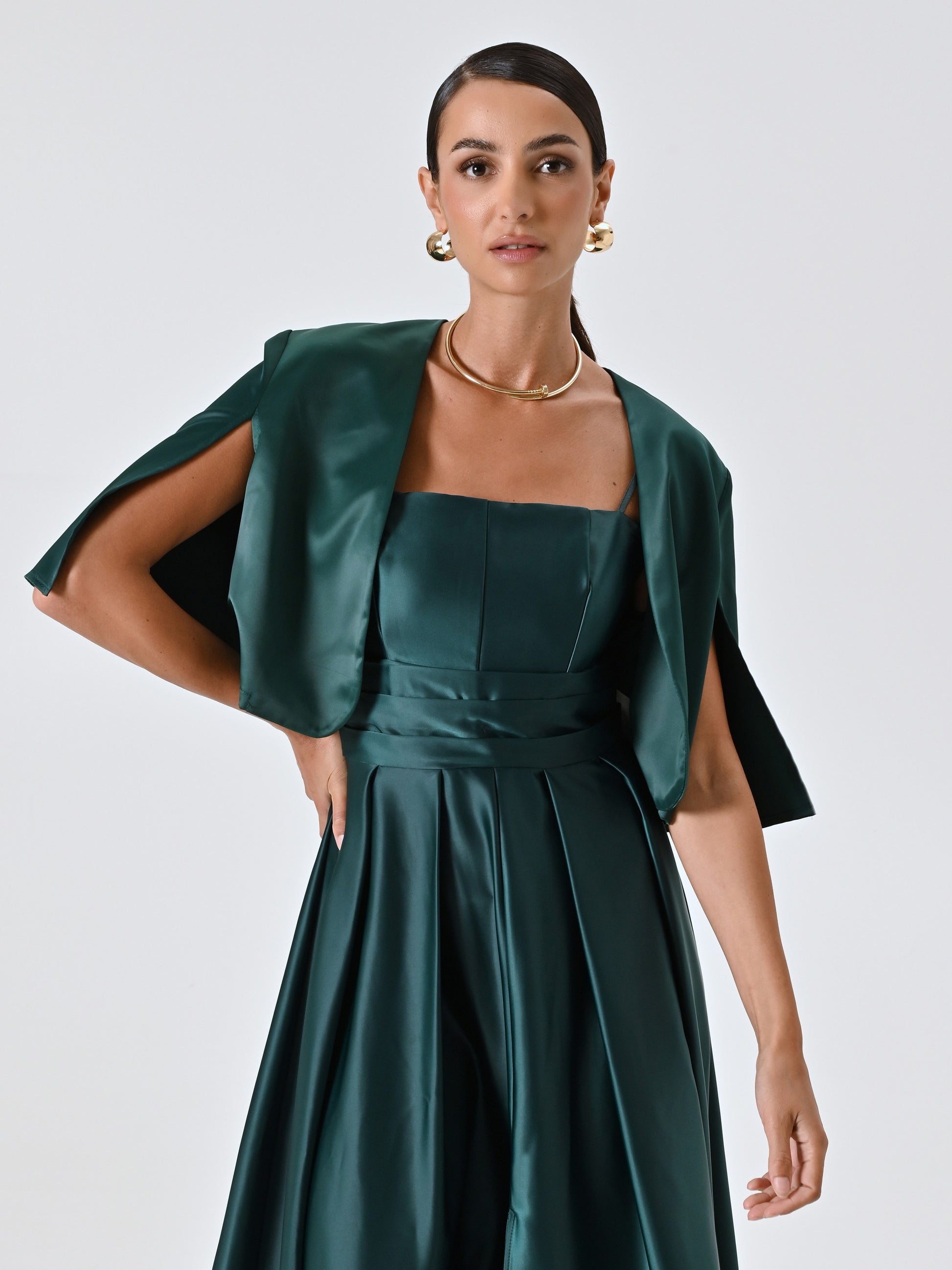 Bolero in green satin