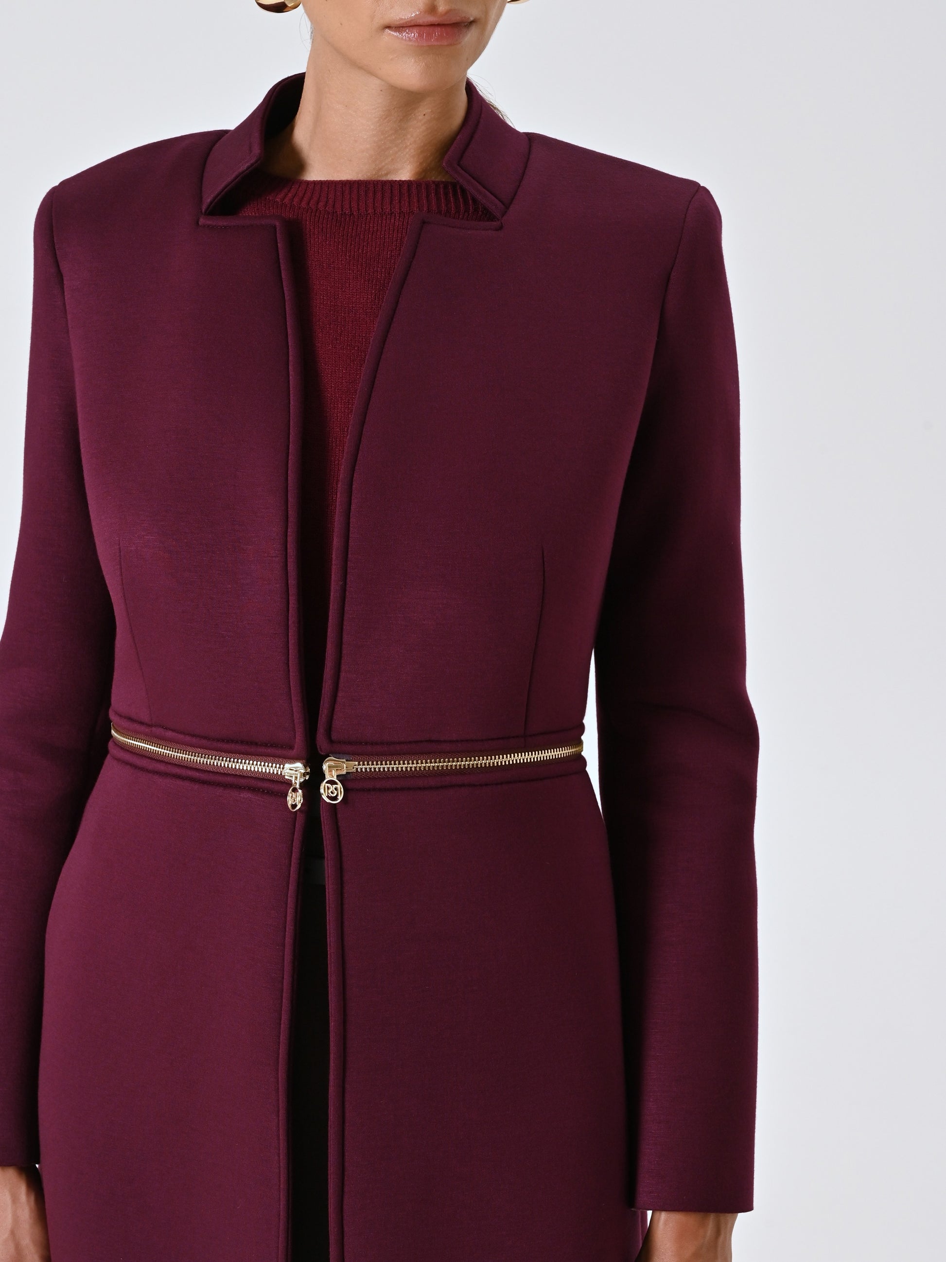 Two-in-one burgundy neoprene coat