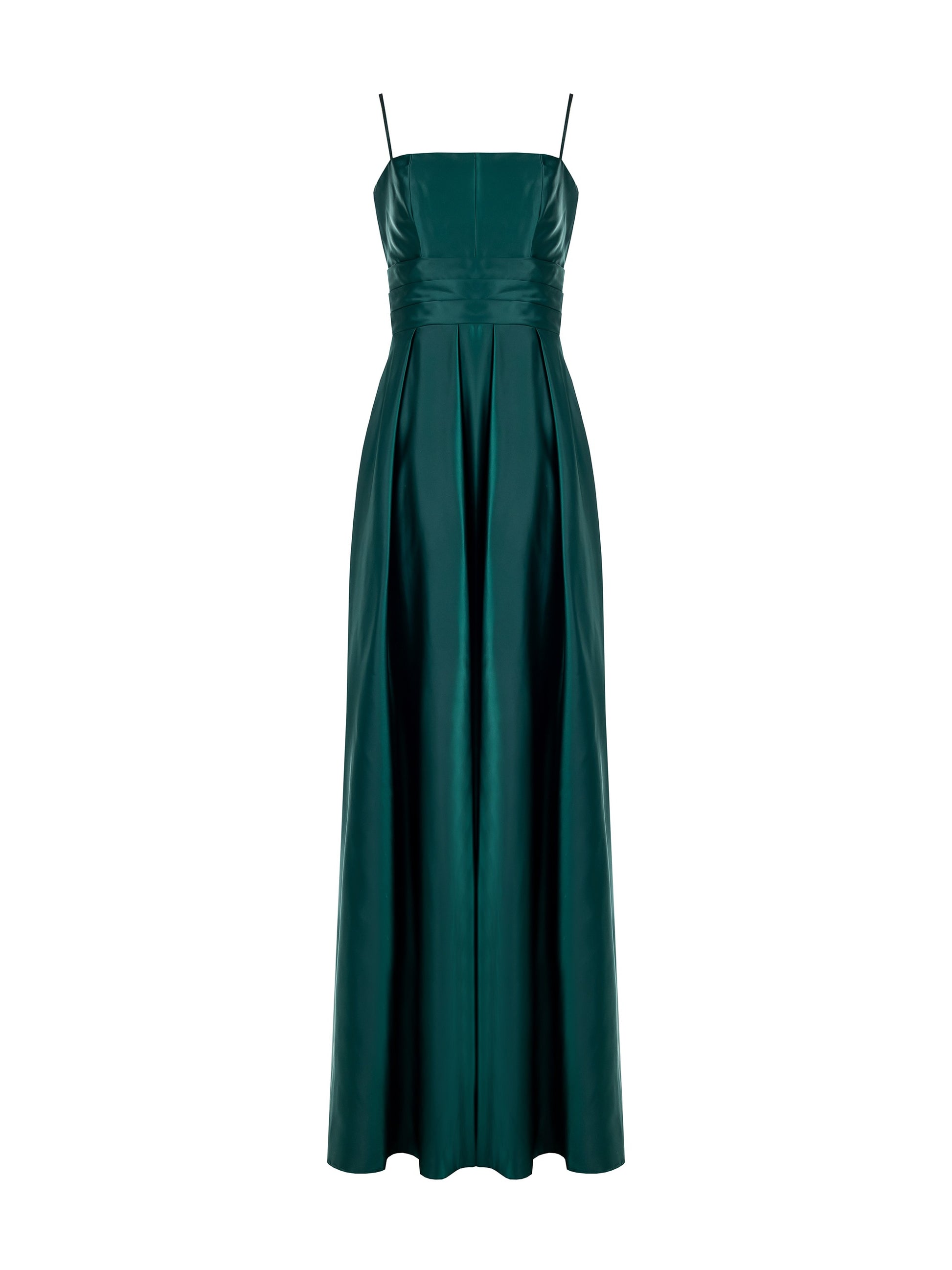 Long green satin dress