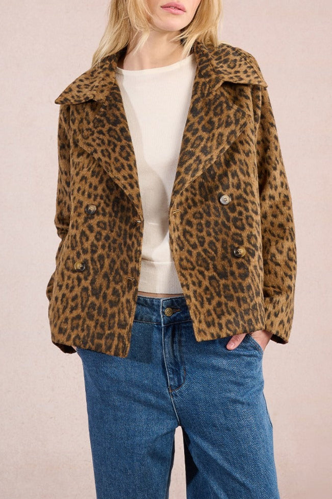 Short printed double-breasted jacket