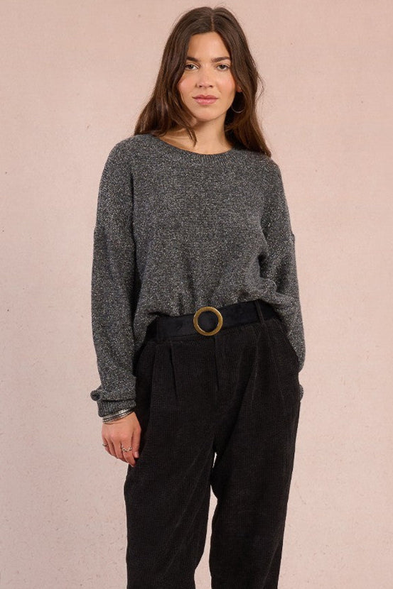 Gray wool knit sweater
