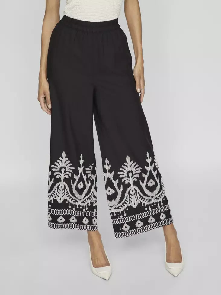 Black palazzo pants with border
