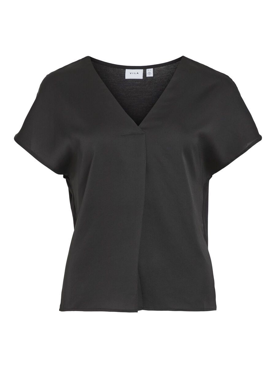 Camiseta de satén con cuello en V