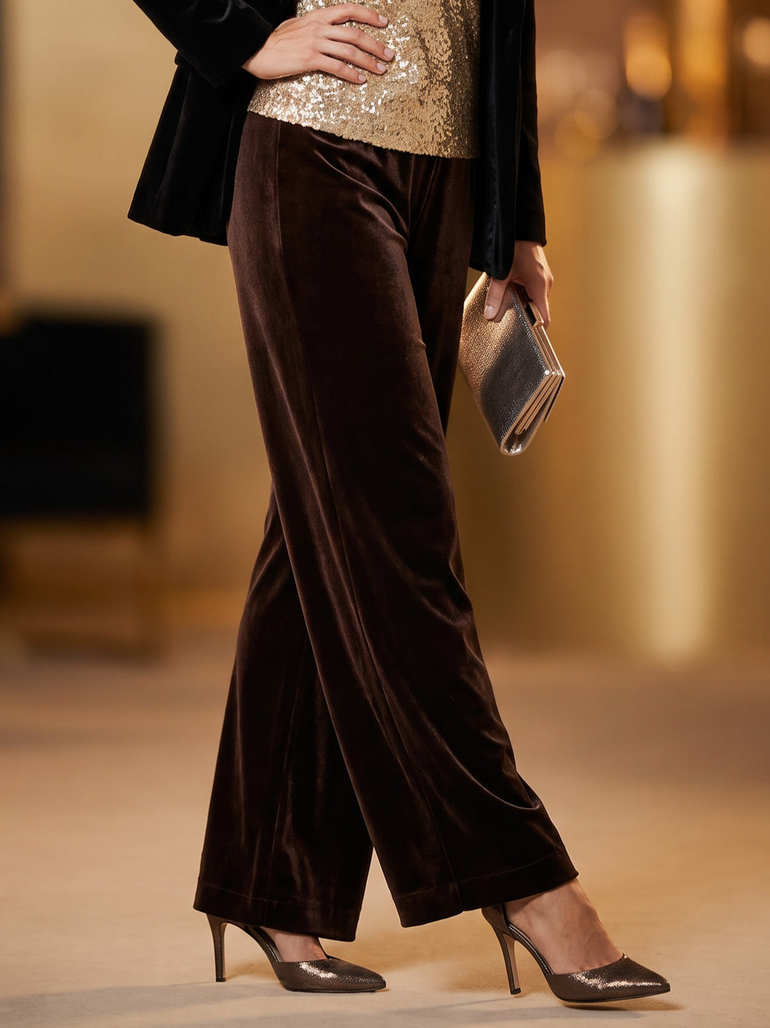 Pantalón de terciopelo marrón ancho