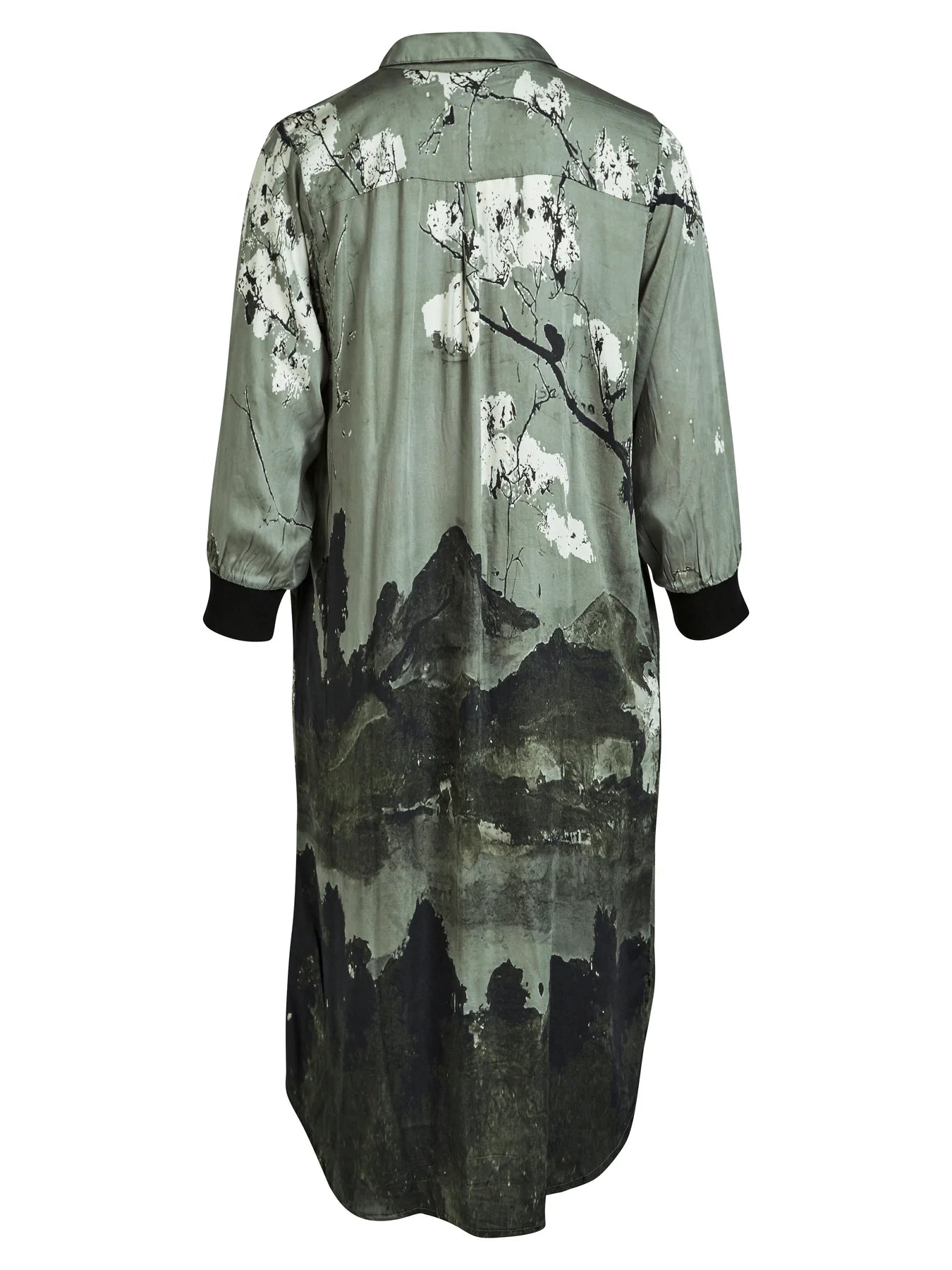 Landscape print shirt dress