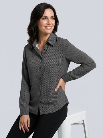 Camisa micropuntos blanco y negro