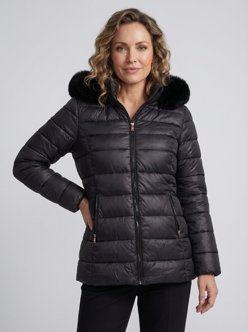 Chaqueta Acolchada Capucha Pelo