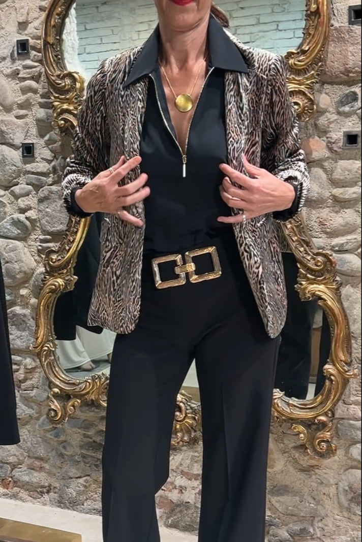 Americana Blazer de manga larga con estampado
