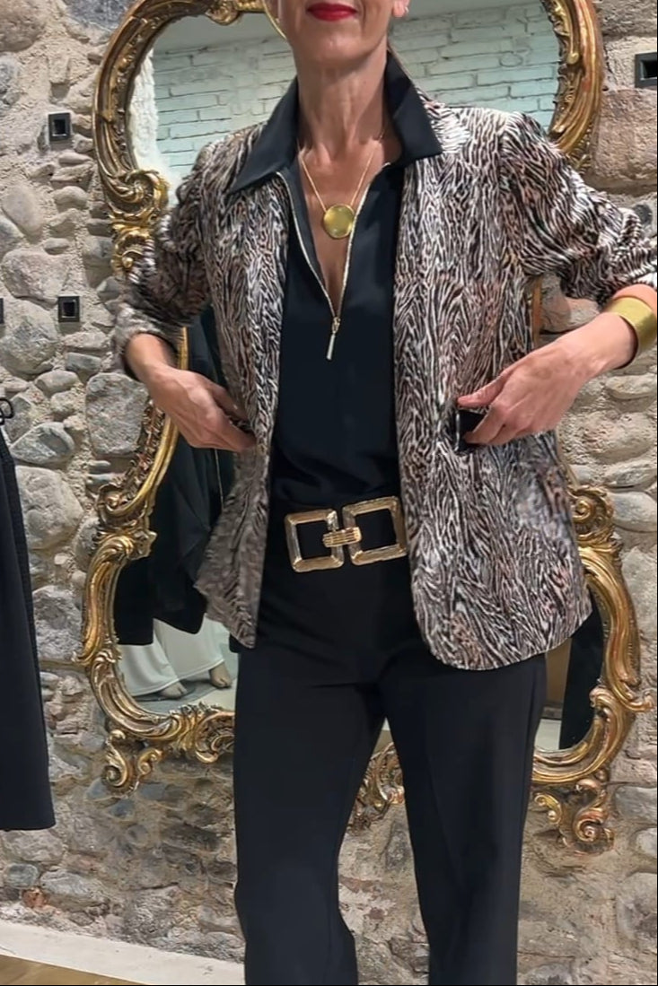 Americana Blazer de manga larga con estampado