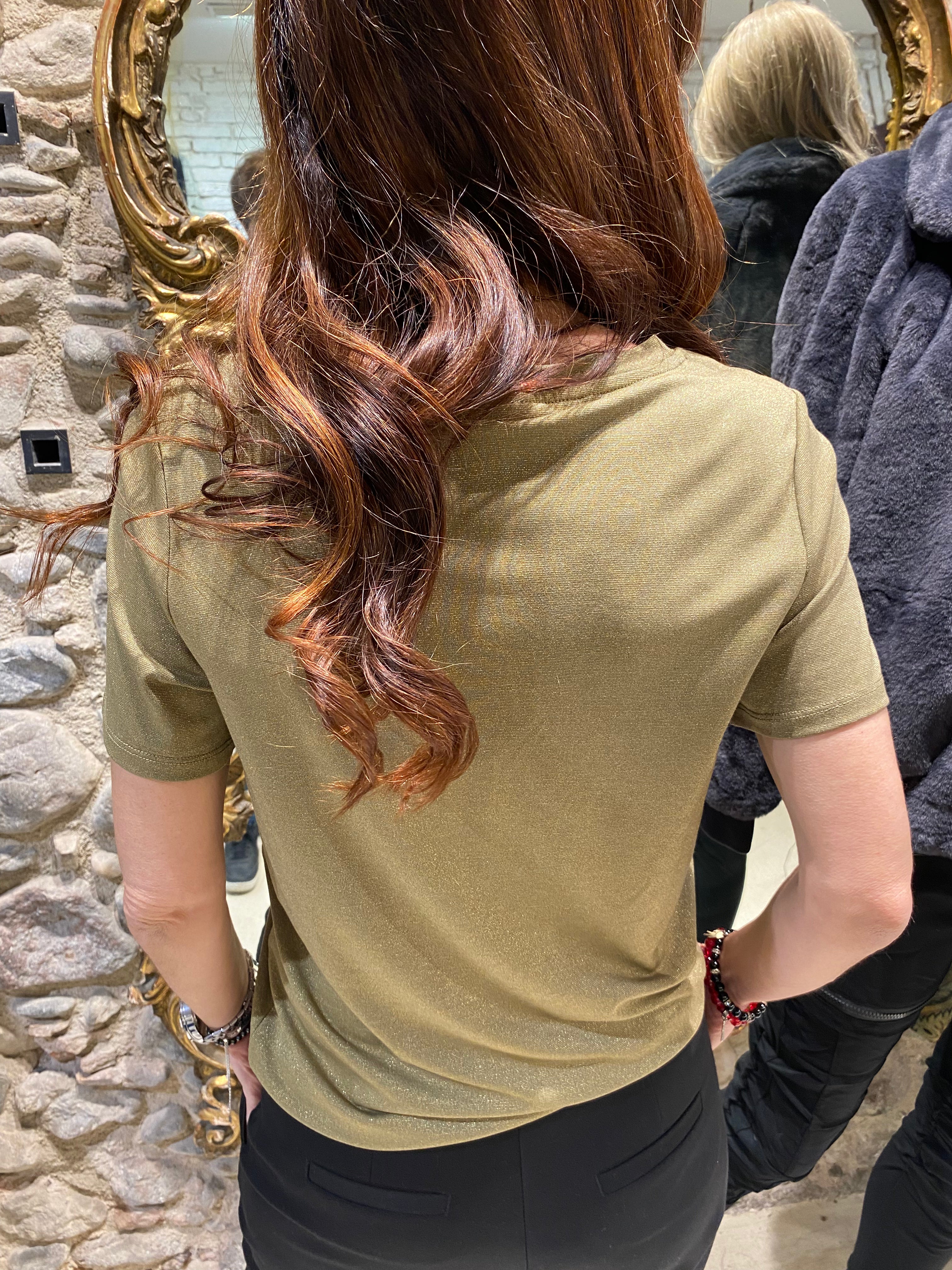 V-neck T-shirt with lurex dots 