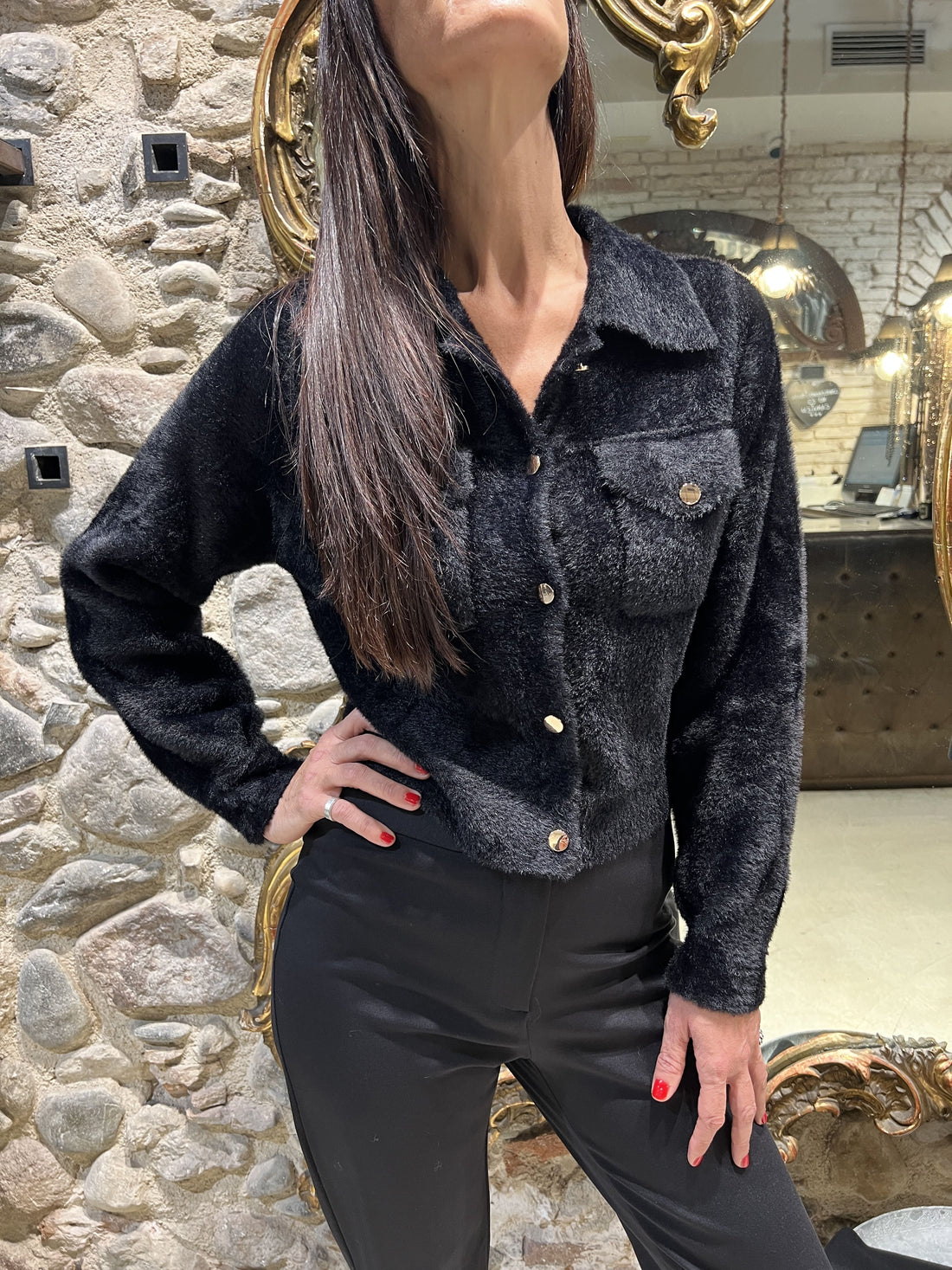 Chaqueta corta pelo suave