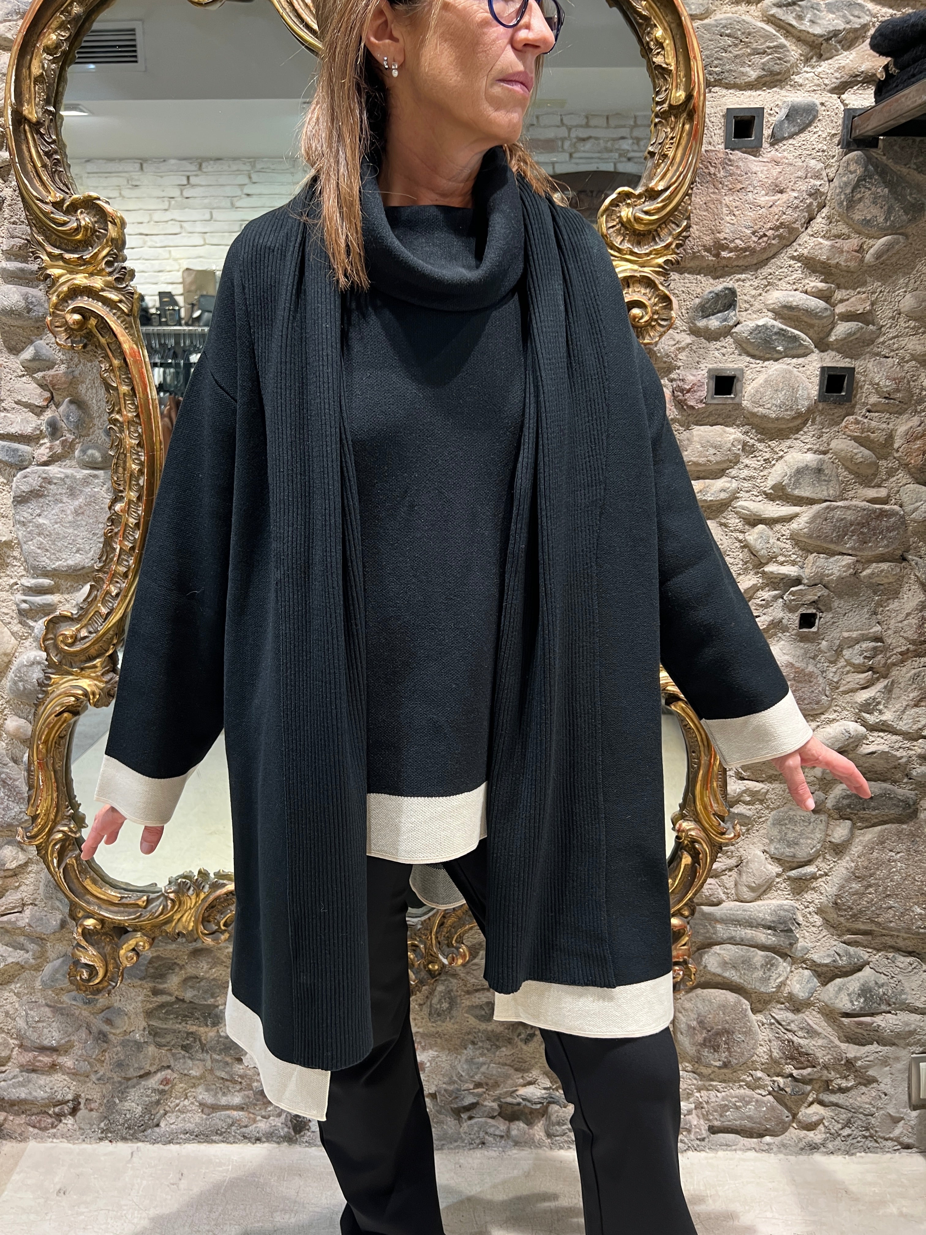 Chaqueta de lana oversize combinada