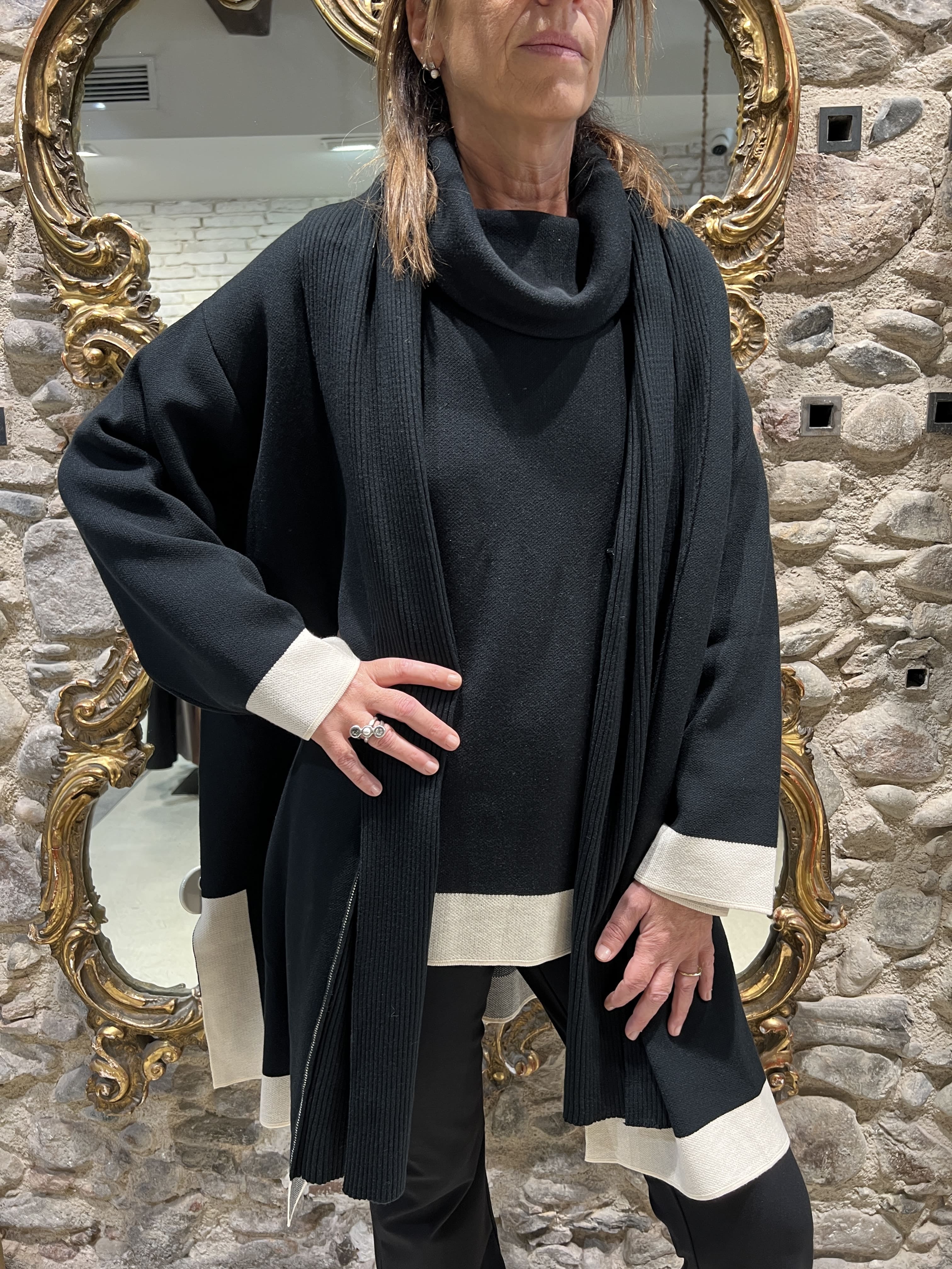 Chaqueta de lana oversize combinada