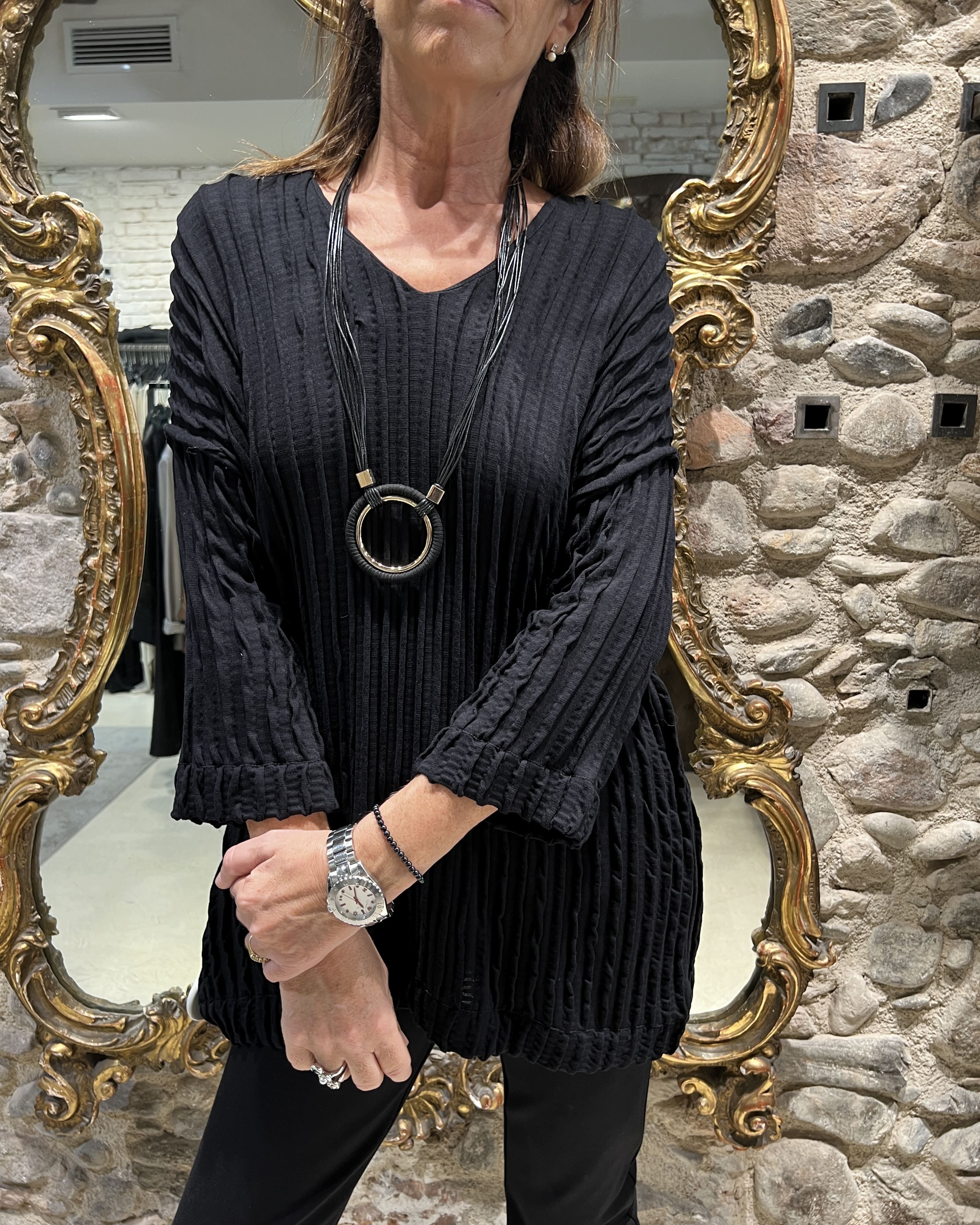 Jersey plisado escote V